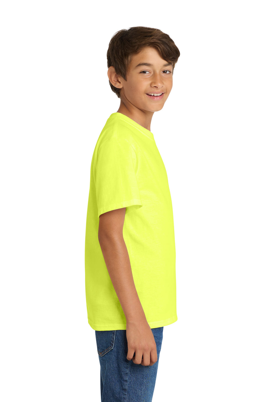 Port & Co Youth Core Cotton Tee. PC54Y - Neon Yellow - side