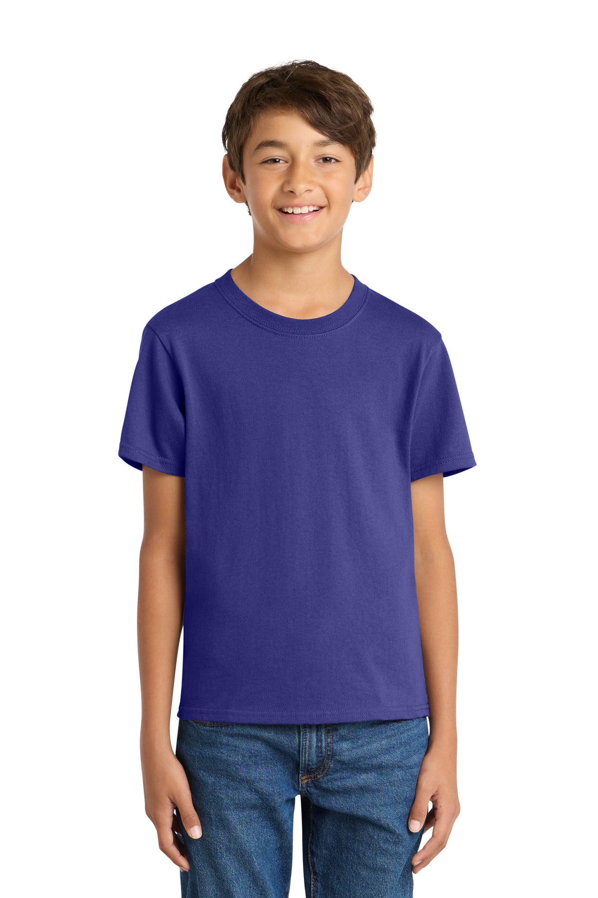 Port & Co Youth Core Cotton Tee. PC54Y - Purple - front