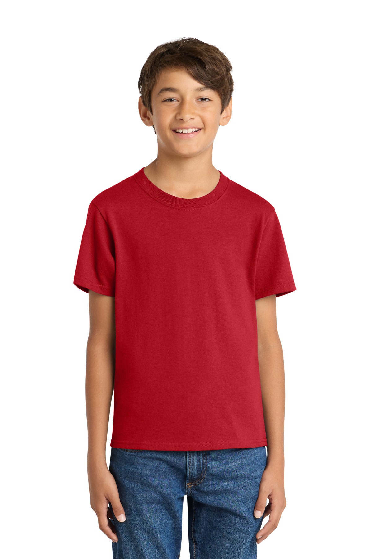 Port & Co Youth Core Cotton Tee. PC54Y - Red - front