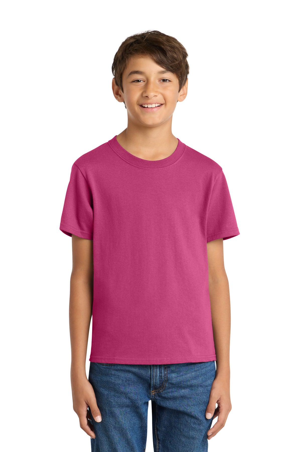 Port & Co Youth Core Cotton Tee. PC54Y - Sangria - front