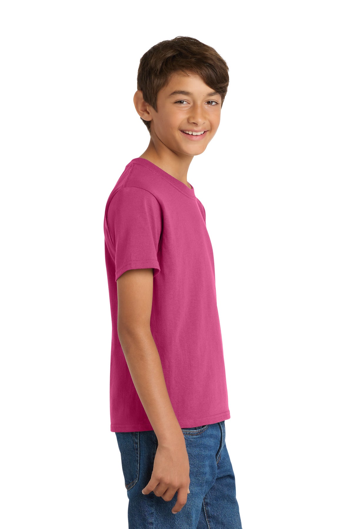Port & Co Youth Core Cotton Tee. PC54Y - Sangria - side