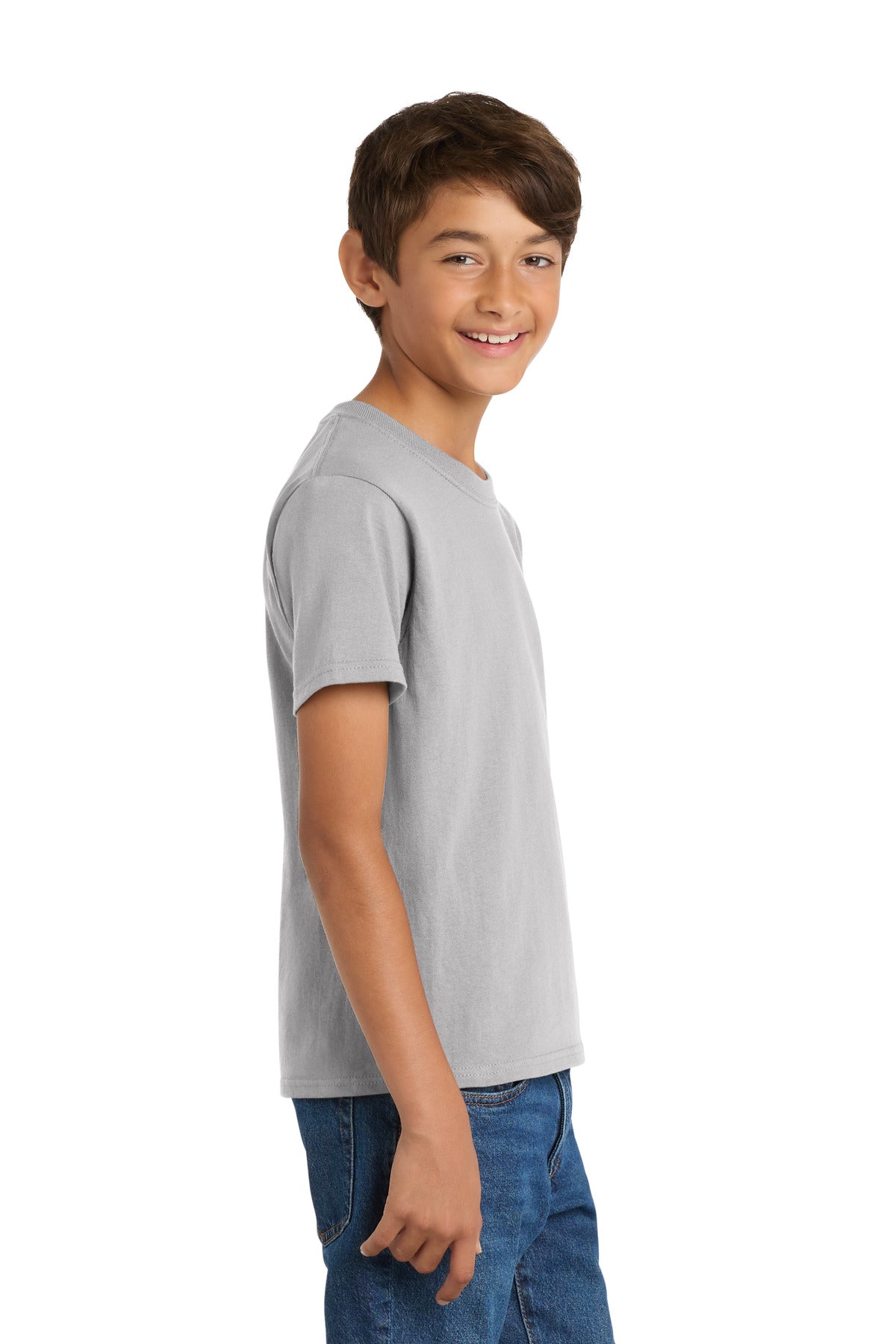 Port & Co Youth Core Cotton Tee. PC54Y - Silver - side