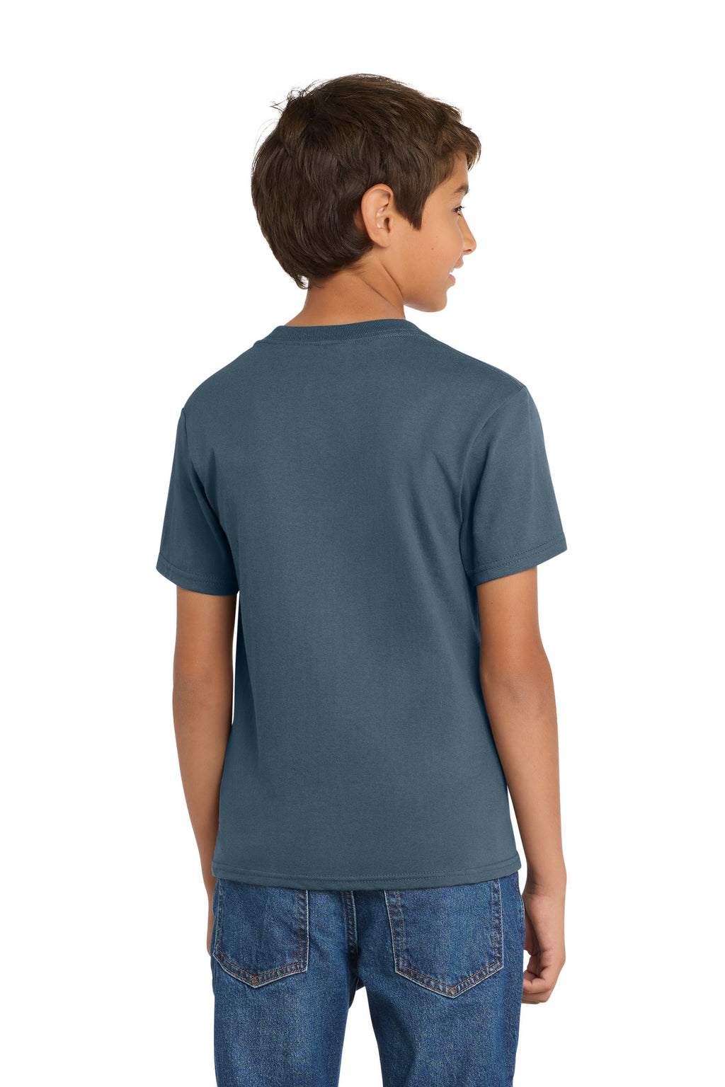 Port & Co Youth Core Cotton Tee. PC54Y - Steel Blue - back