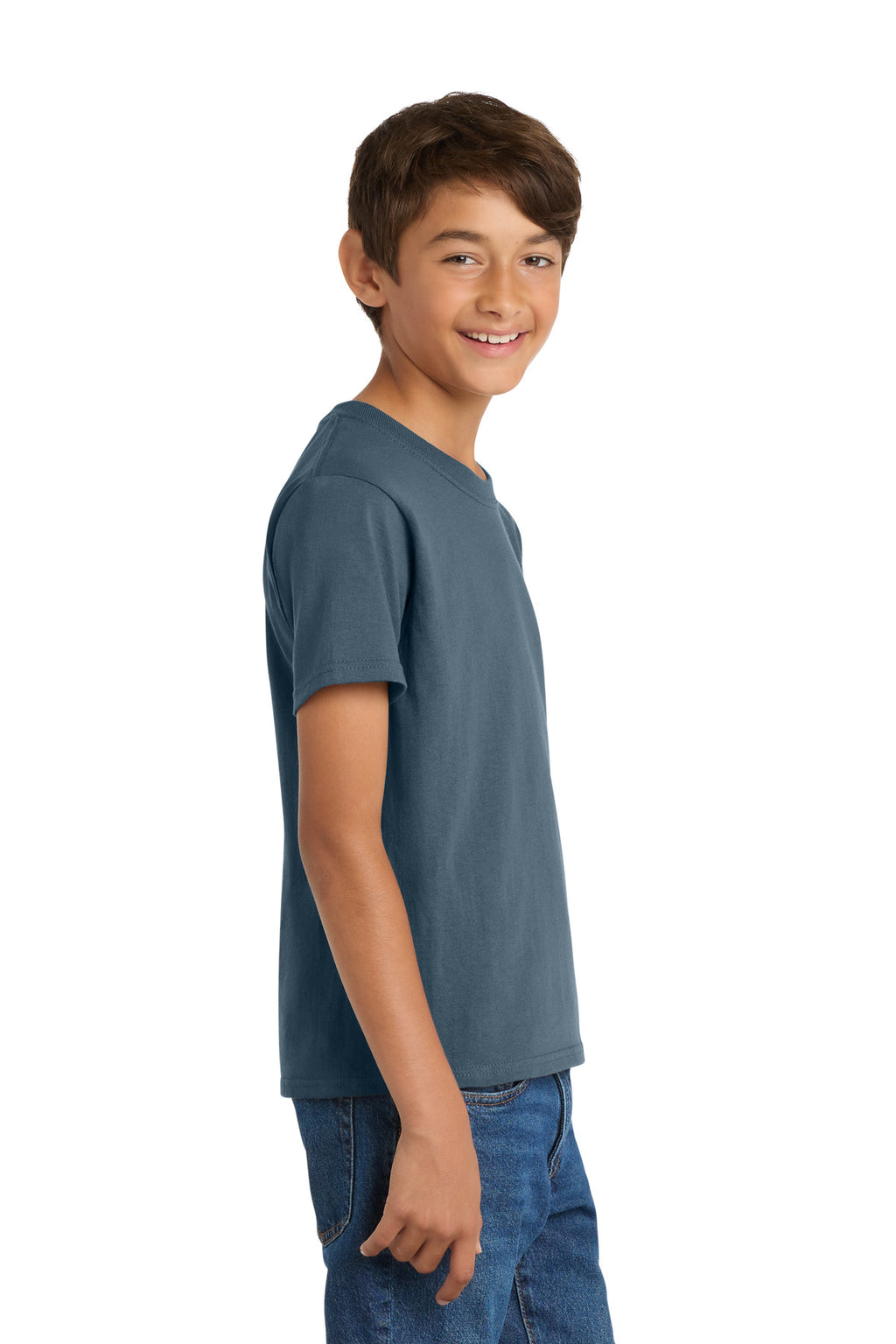 Port & Co Youth Core Cotton Tee. PC54Y - Steel Blue - side