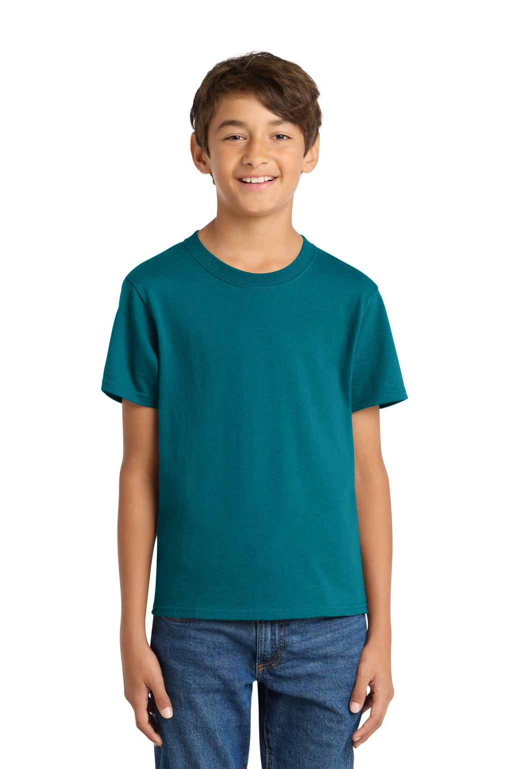 Port & Co Youth Core Cotton Tee. PC54Y - Teal - front