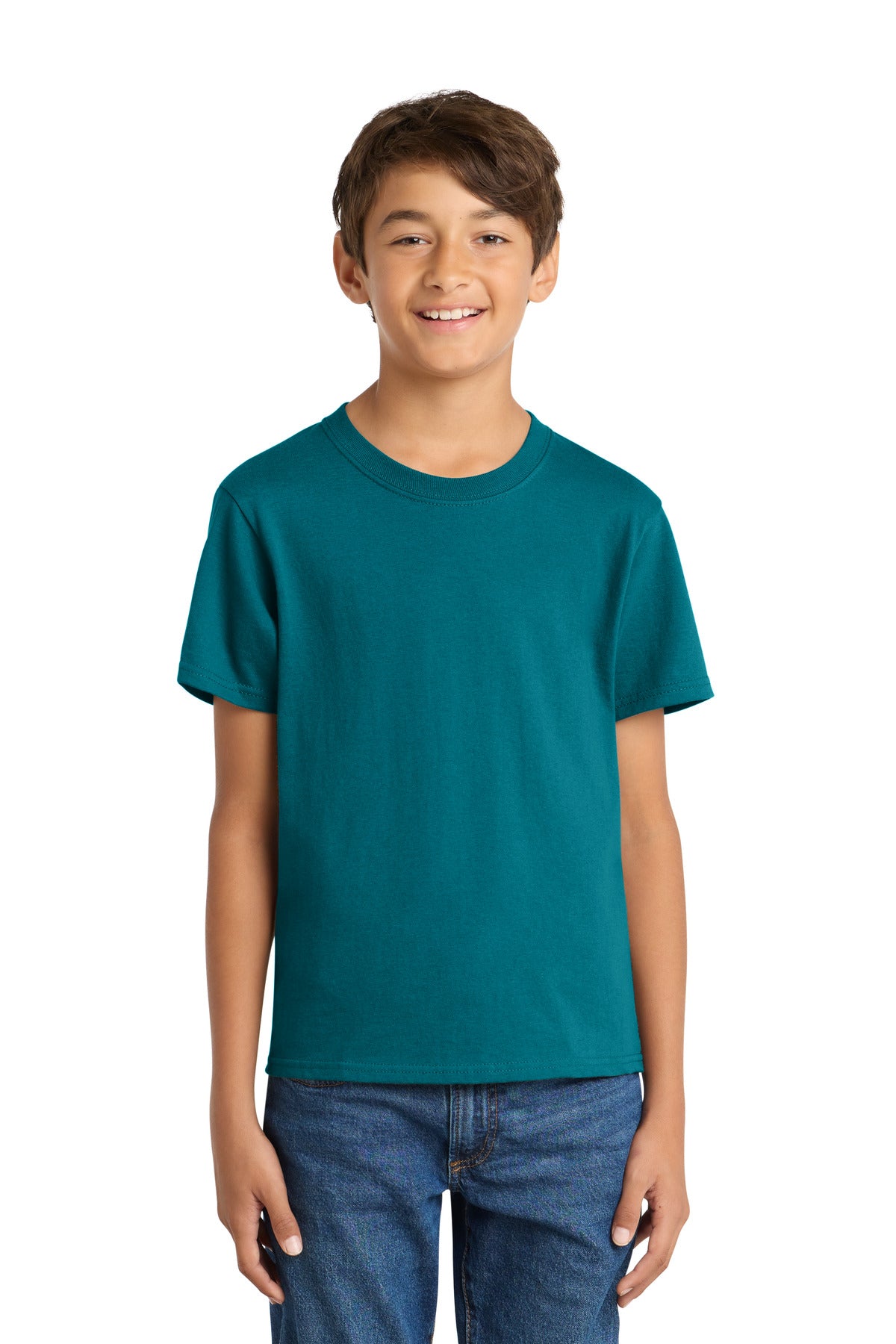 Port & Co Youth Core Cotton Tee. PC54Y - Teal - front