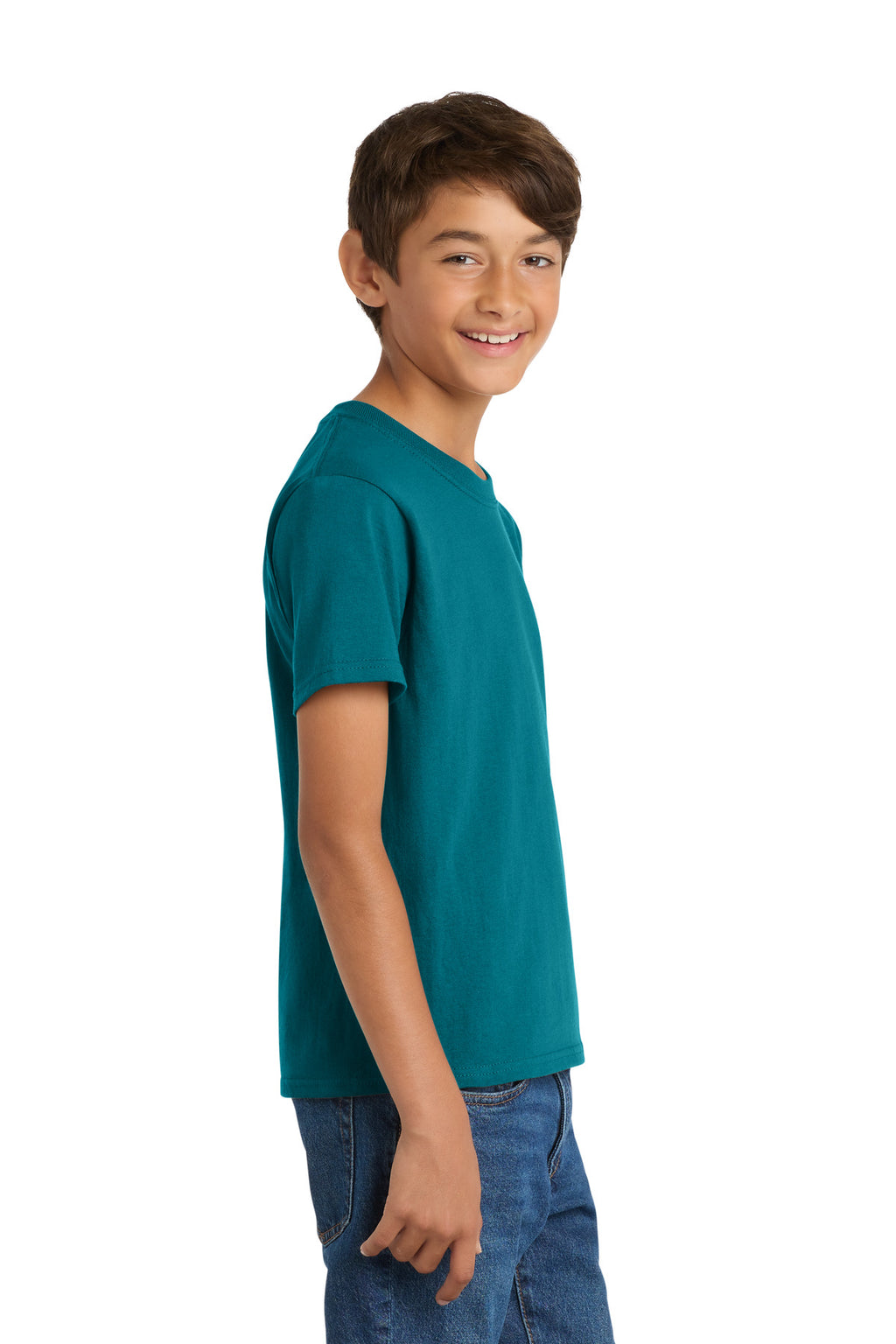 Port & Co Youth Core Cotton Tee. PC54Y - Teal - side