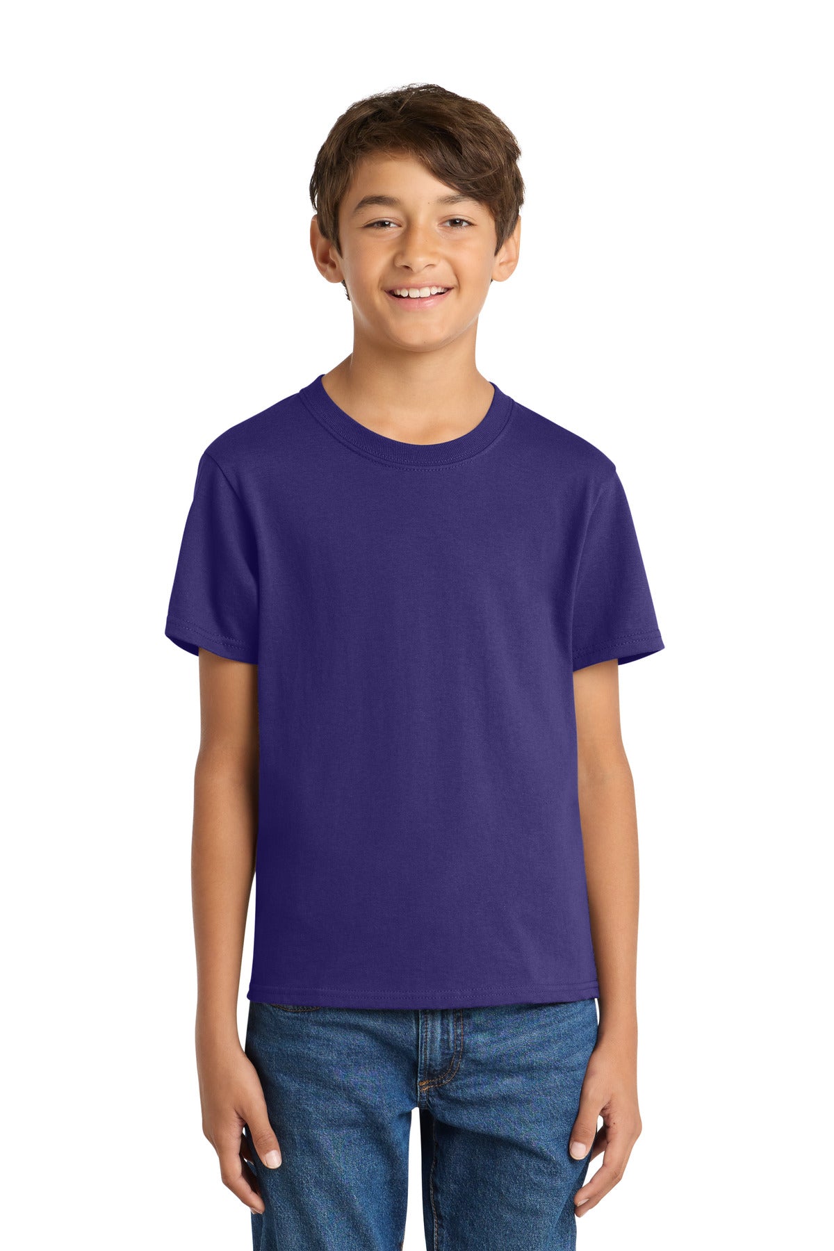Port & Co Youth Core Cotton Tee. PC54Y - Team Purple - front