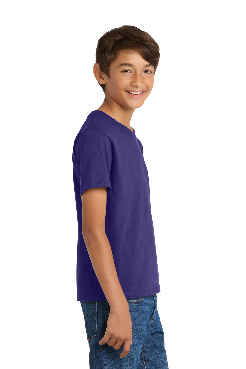 Port & Co Youth Core Cotton Tee. PC54Y - Team Purple - side