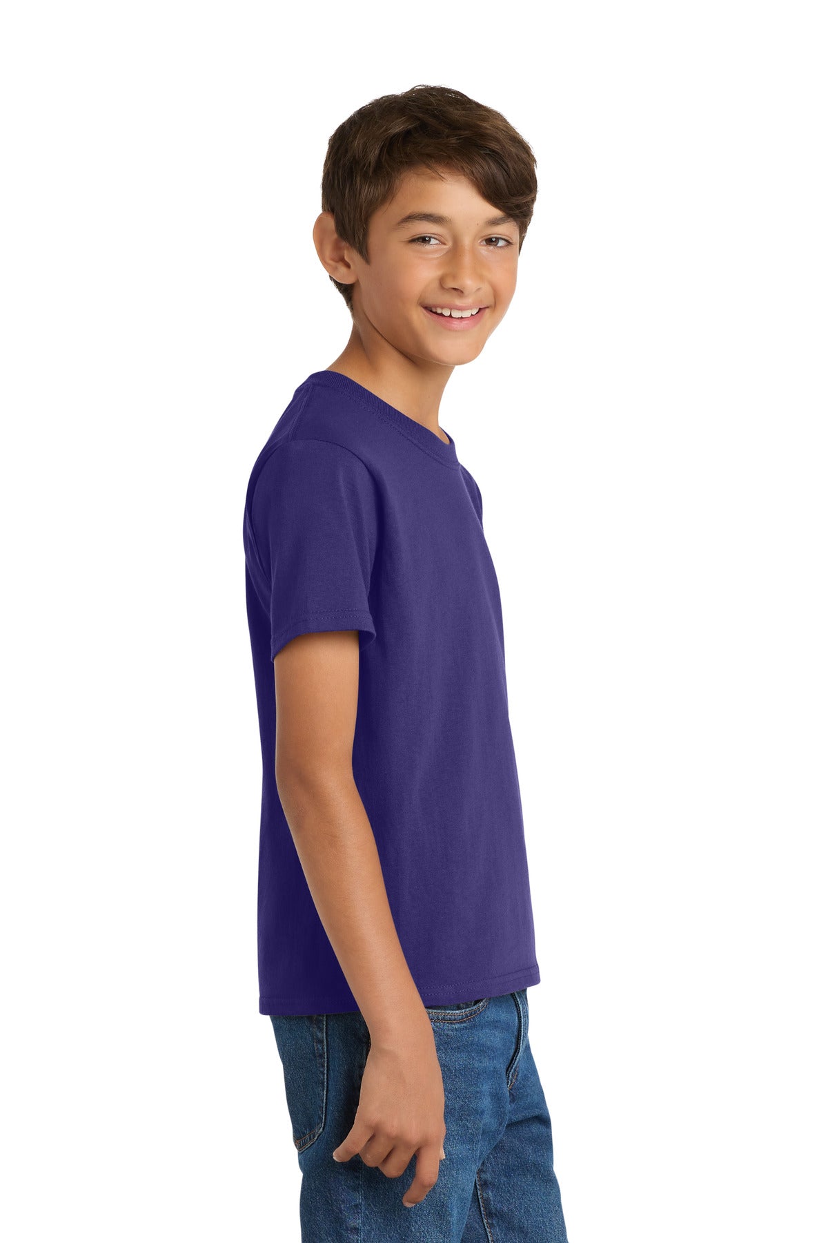 Port & Co Youth Core Cotton Tee. PC54Y - Team Purple - side