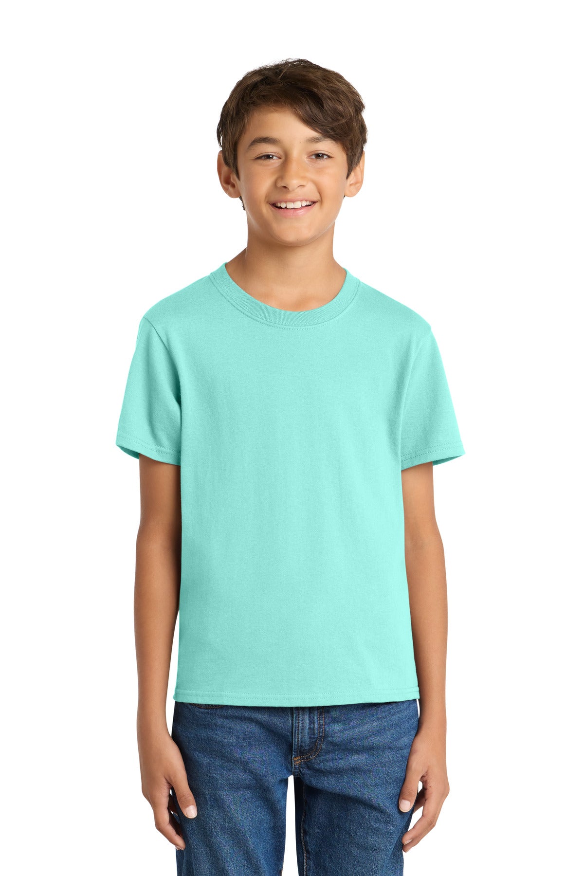 Port & Co Youth Core Cotton Tee. PC54Y - True Celadon - front