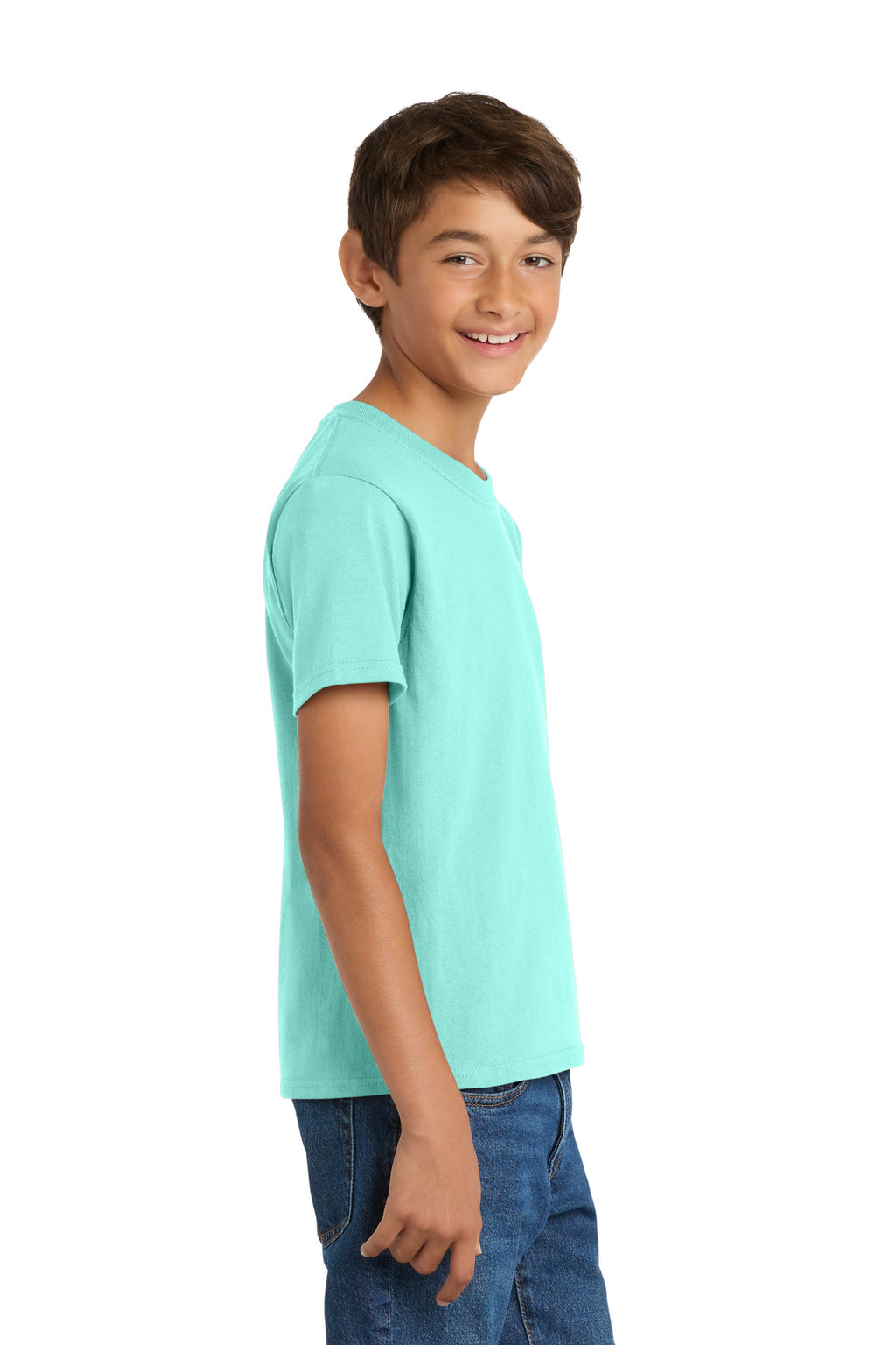 Port & Co Youth Core Cotton Tee. PC54Y - True Celadon - side