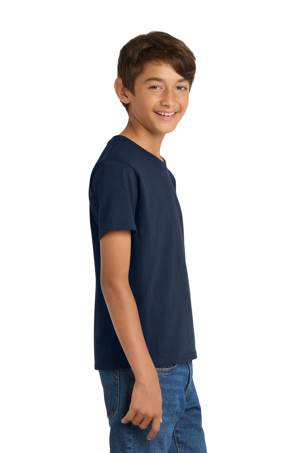 Port & Co Youth Core Cotton Tee. PC54Y - True Navy - side