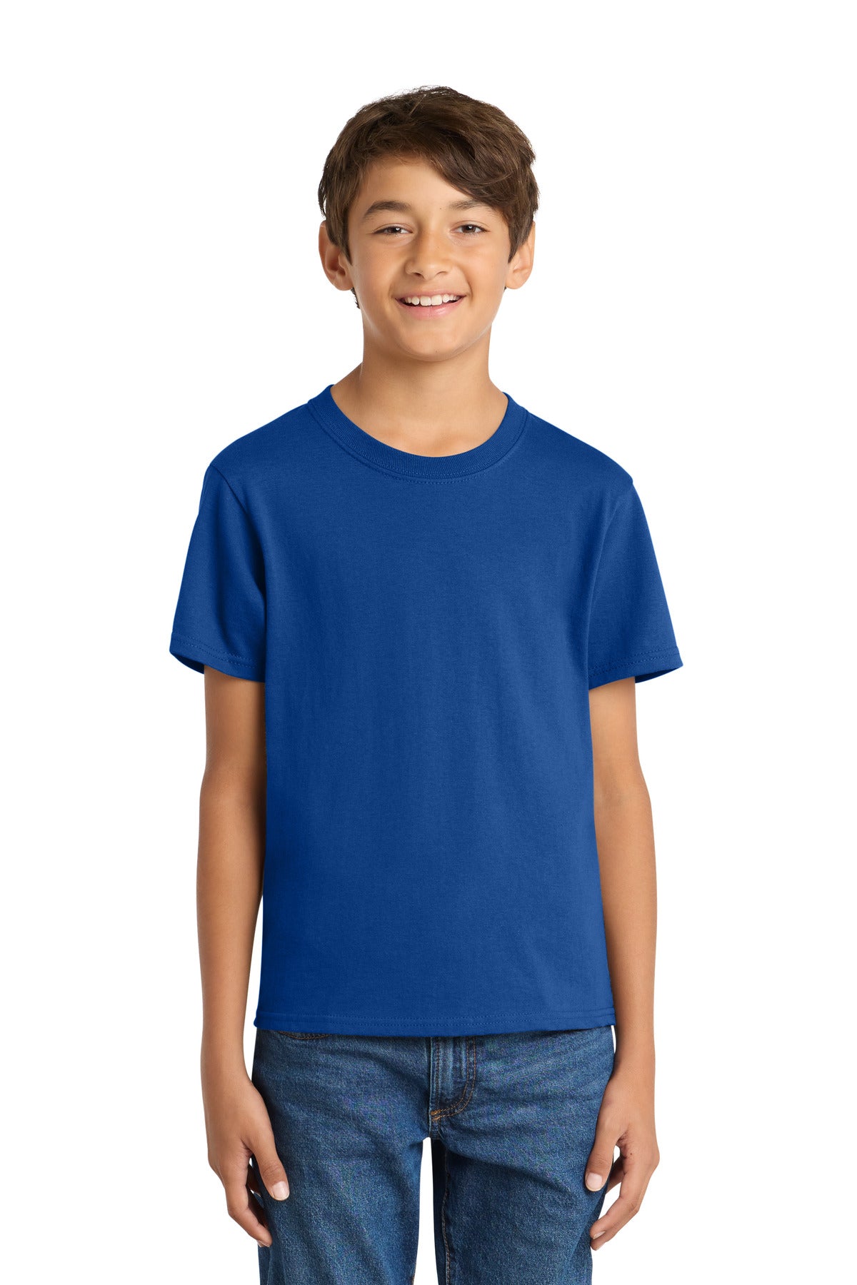 Port & Co Youth Core Cotton Tee. PC54Y - True Royal - front