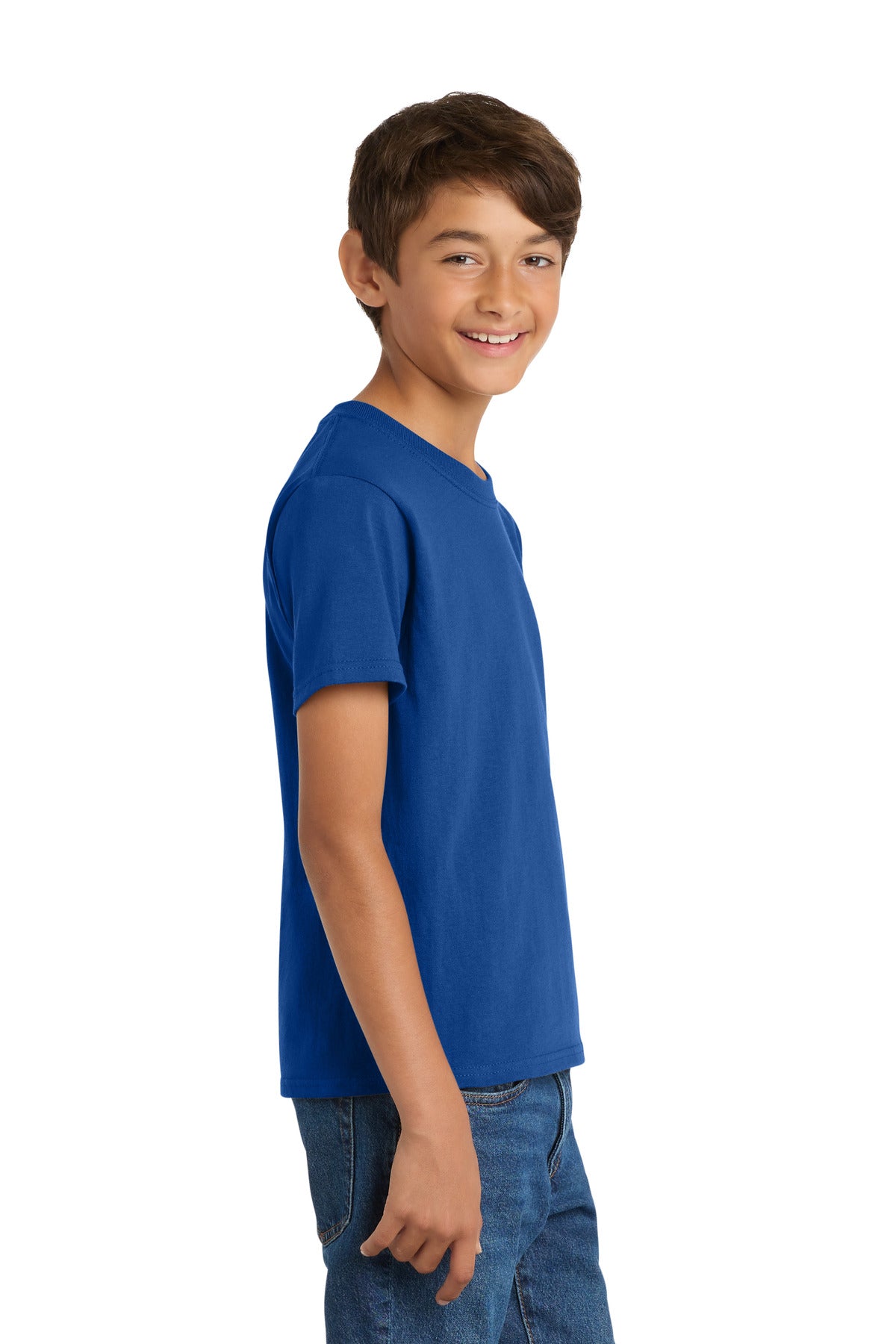 Port & Co Youth Core Cotton Tee. PC54Y - True Royal - side