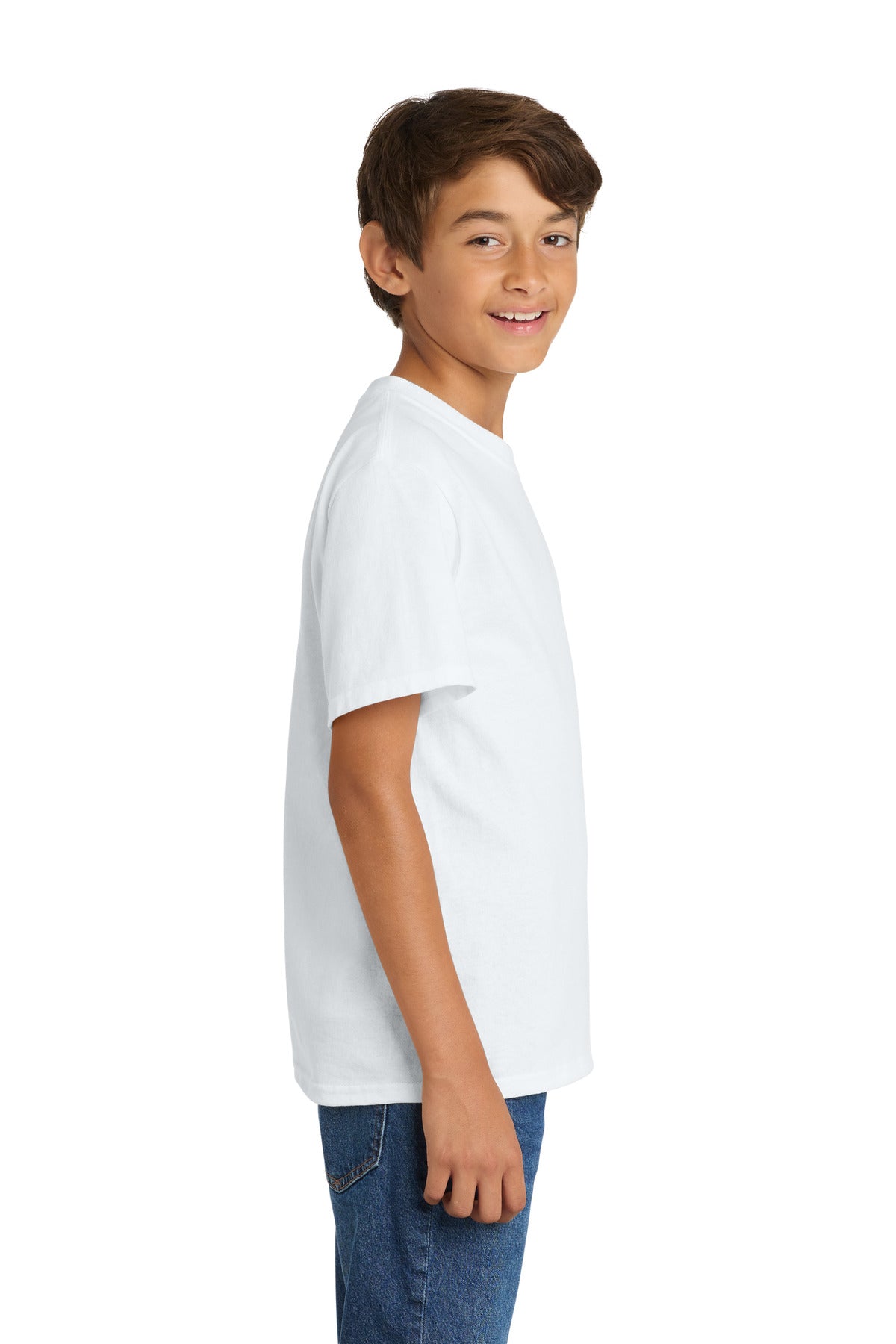 Port & Co Youth Core Cotton Tee. PC54Y - White - side