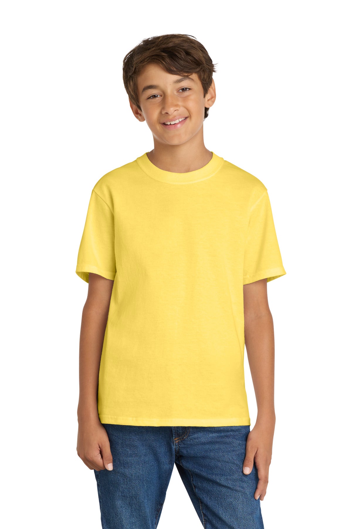 Port & Co Youth Core Cotton Tee. PC54Y - Yellow - front