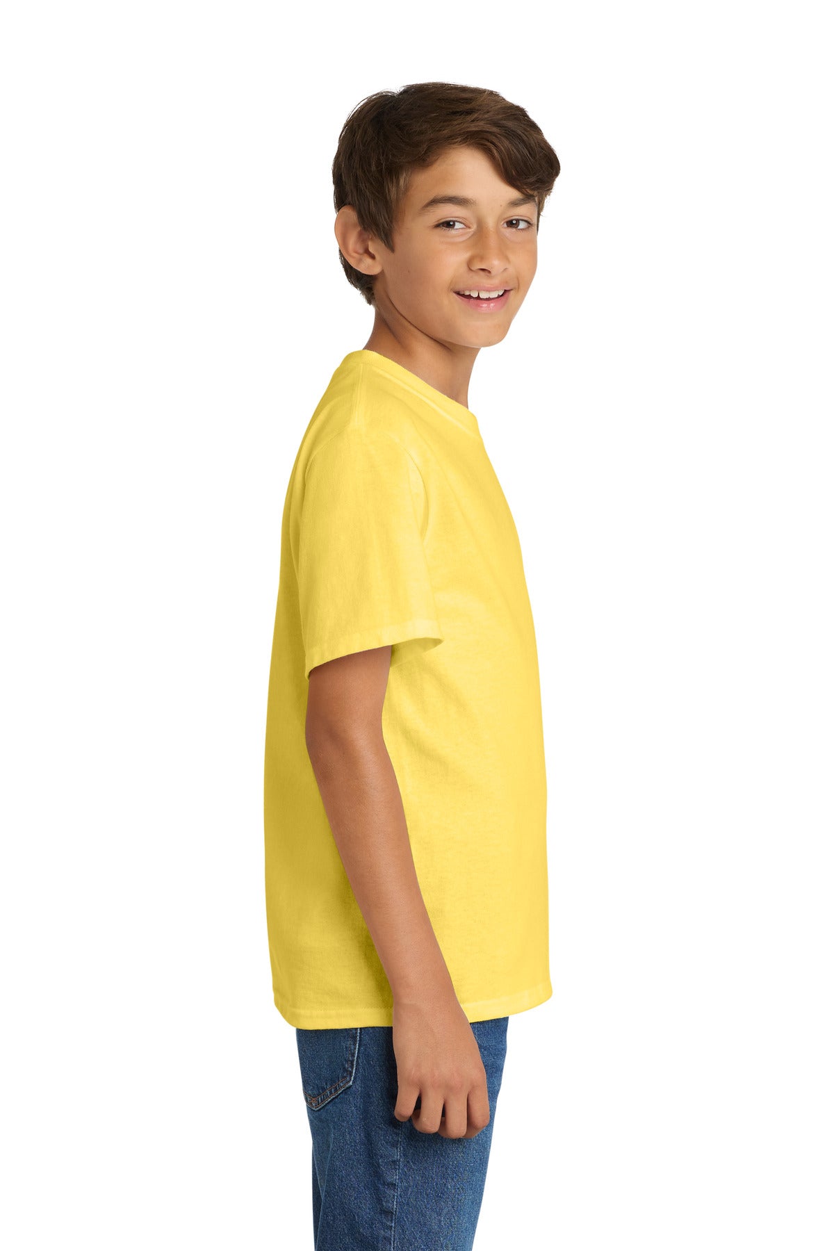 Port & Co Youth Core Cotton Tee. PC54Y - Yellow - side