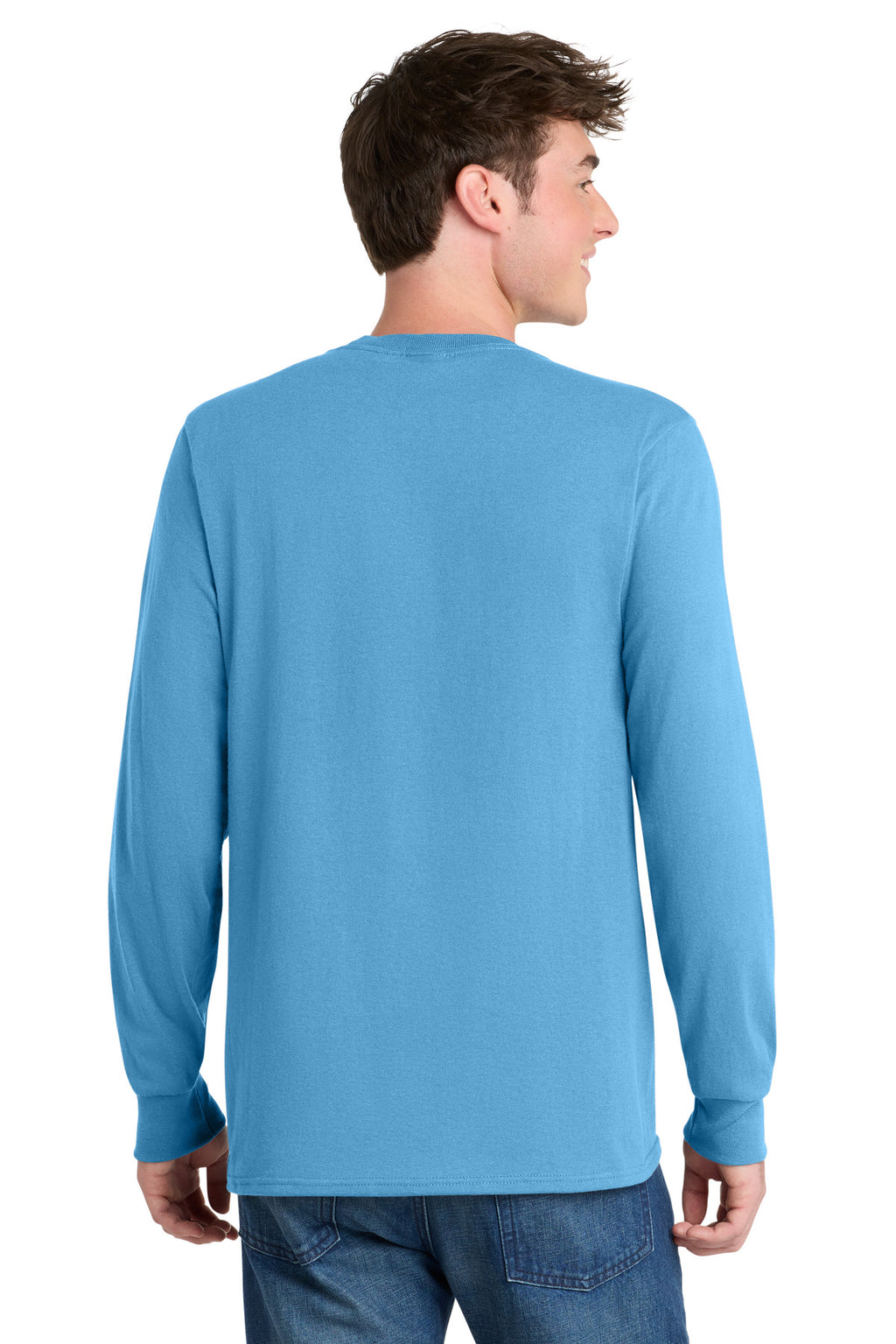 Port & Co Tall Long Sleeve Core Blend Tee. PC55LST - Aquatic Blue - back