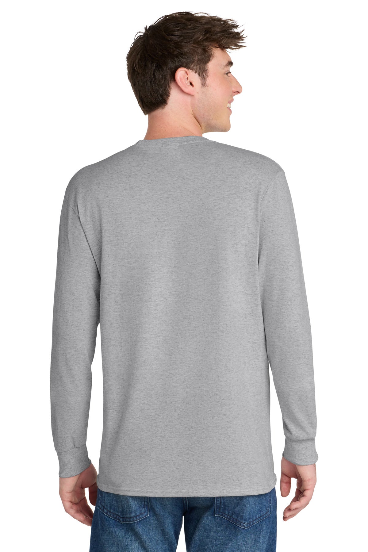 Port & Co Tall Long Sleeve Core Blend Tee. PC55LST - Ash - back