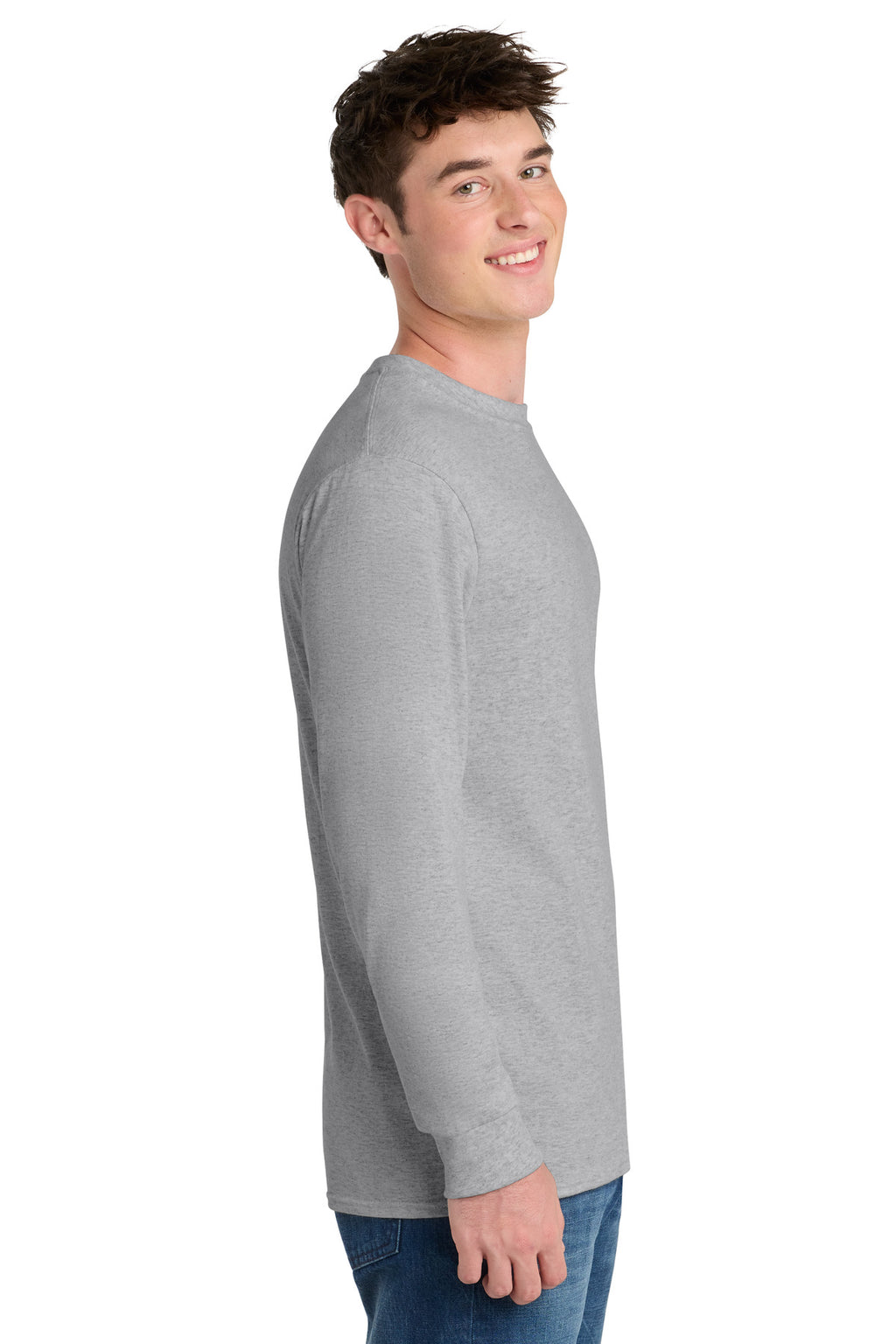 Port & Co Tall Long Sleeve Core Blend Tee. PC55LST - Ash - side