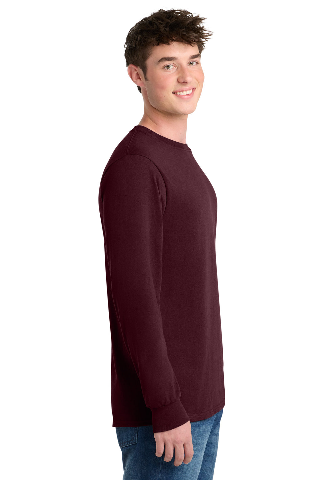 Port & Co Tall Long Sleeve Core Blend Tee. PC55LST - Athletic Maroon - side