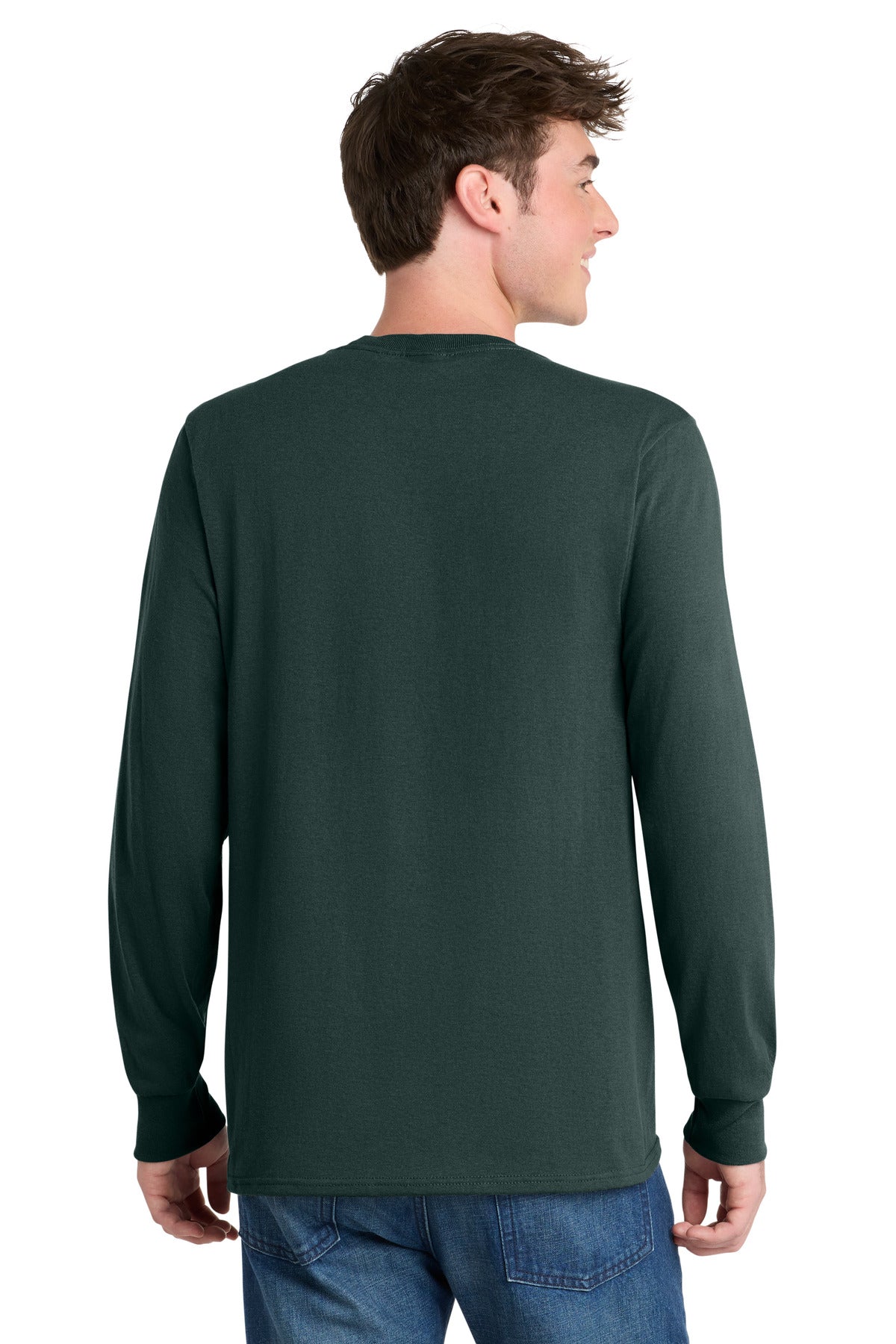 Port & Co Tall Long Sleeve Core Blend Tee. PC55LST - Dark Green - back