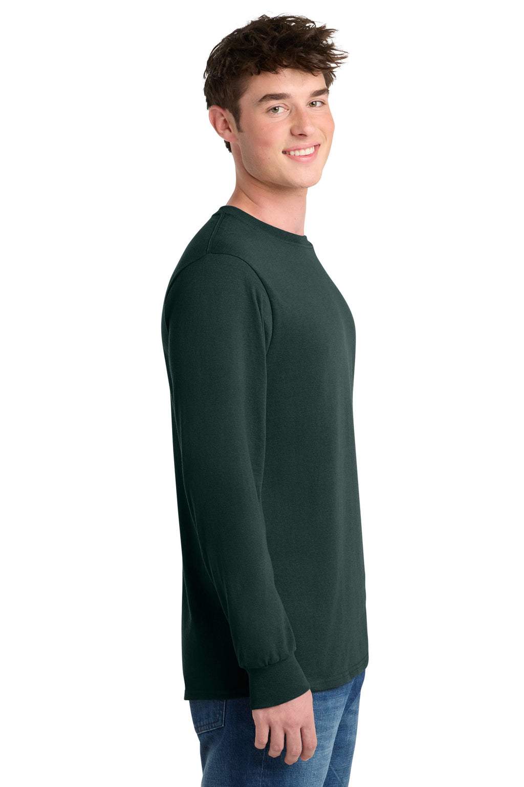 Port & Co Tall Long Sleeve Core Blend Tee. PC55LST - Dark Green - side