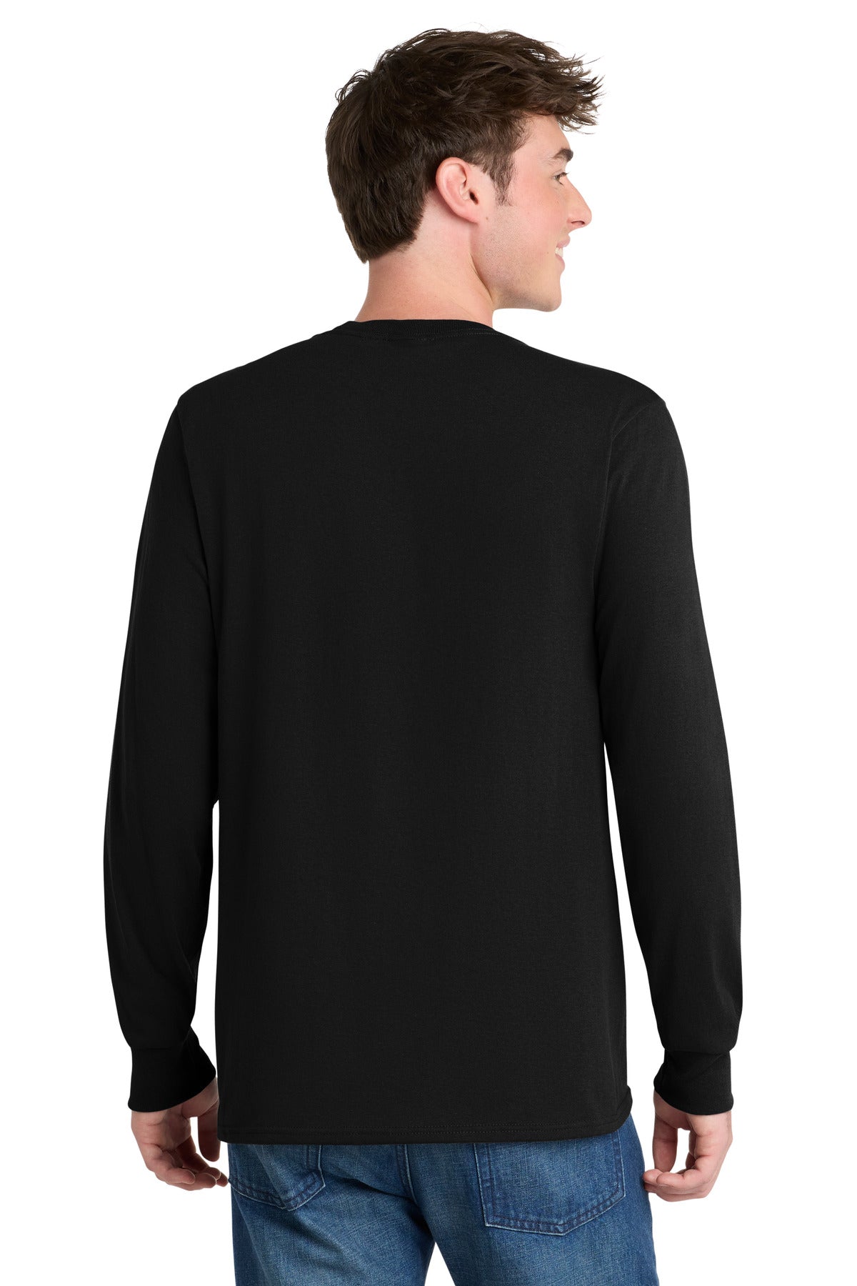 Port & Co Tall Long Sleeve Core Blend Tee. PC55LST - Jet Black - back