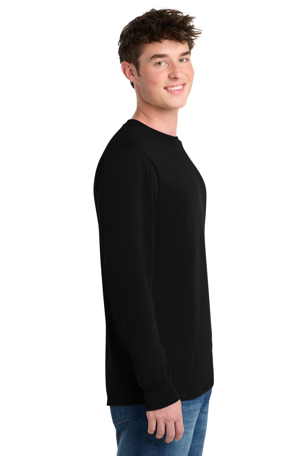 Port & Co Tall Long Sleeve Core Blend Tee. PC55LST - Jet Black - side