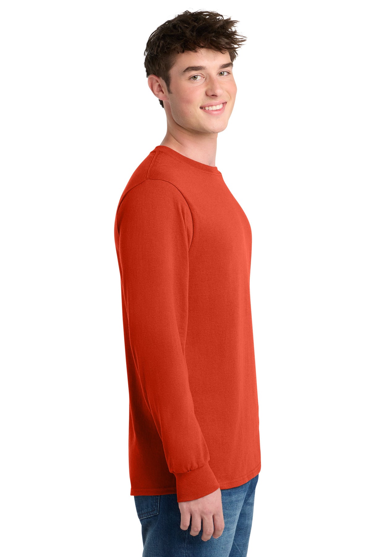 Port & Co Tall Long Sleeve Core Blend Tee. PC55LST - Orange - side