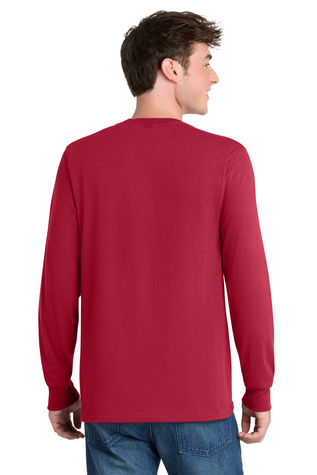 Port & Co Tall Long Sleeve Core Blend Tee. PC55LST - Red - back