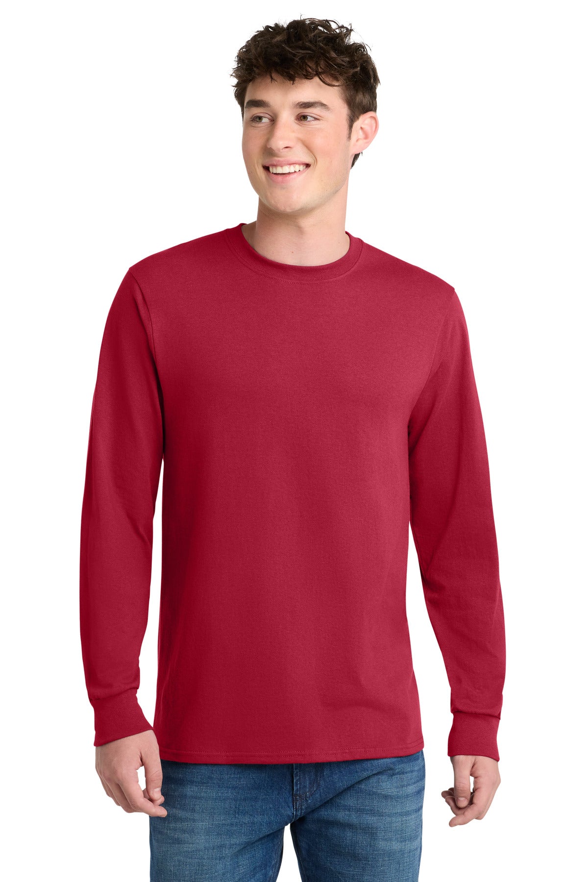 Port & Co Tall Long Sleeve Core Blend Tee. PC55LST - Red - front