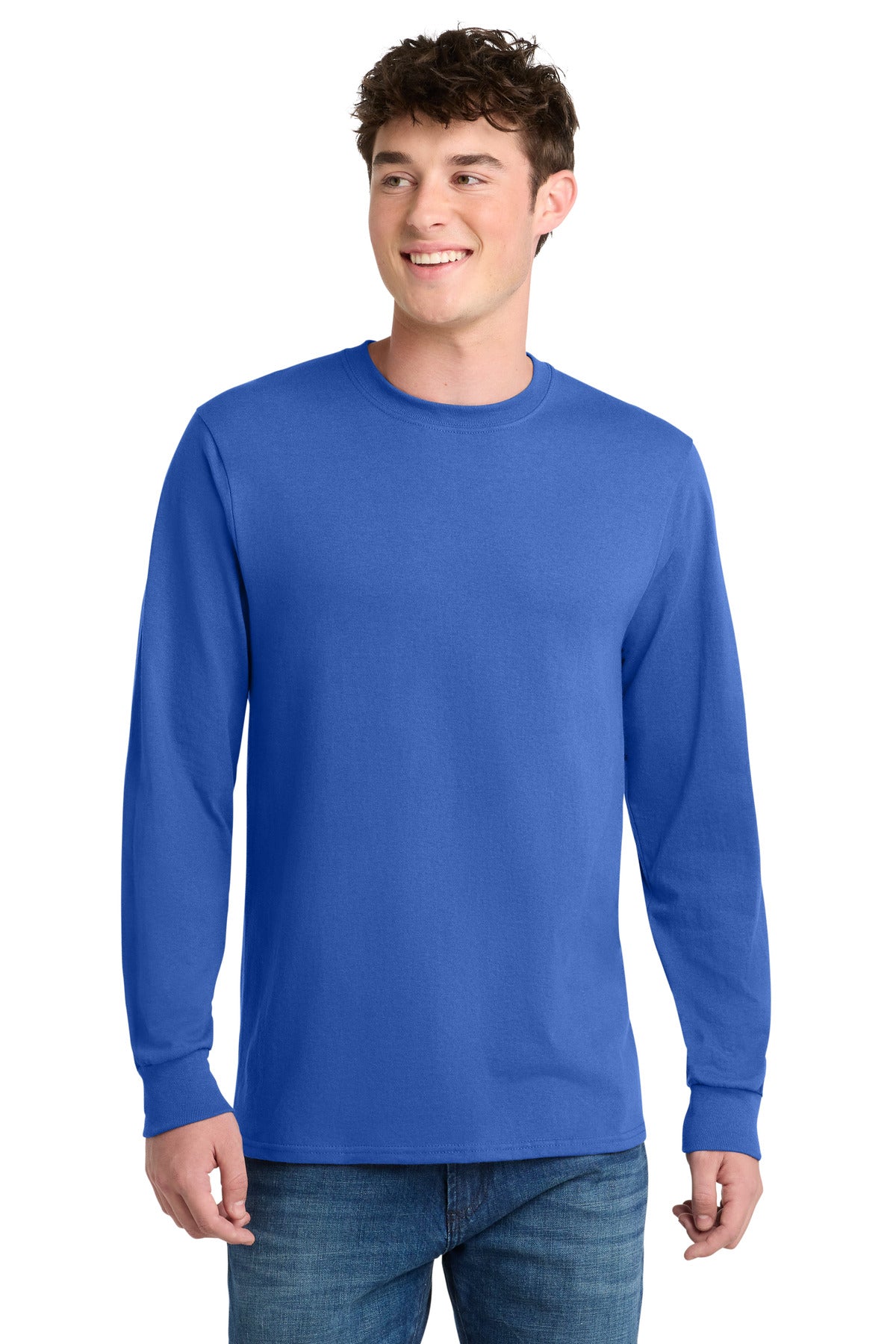 Port & Co Tall Long Sleeve Core Blend Tee. PC55LST - Royal - front
