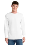Port & Co Tall Long Sleeve Core Blend Tee. PC55LST - White - front