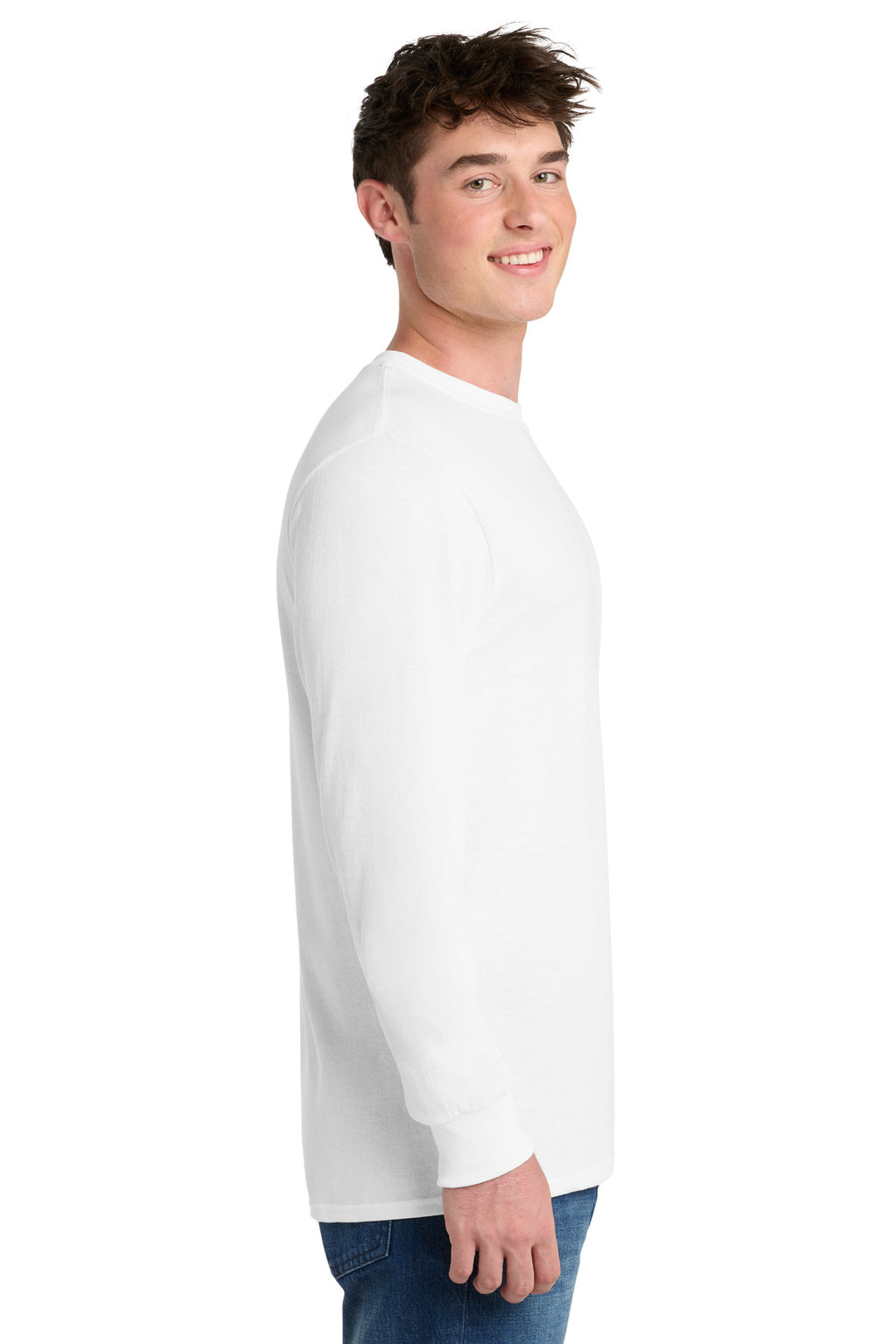 Port & Co Tall Long Sleeve Core Blend Tee. PC55LST - White - side