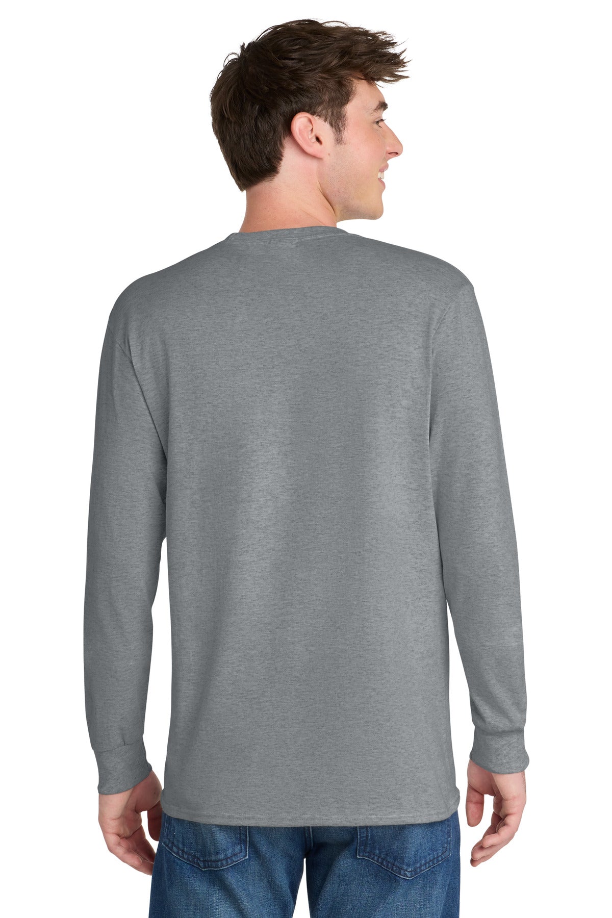 Port & Co Long Sleeve Core Blend Tee. PC55LS - Athletic Heather - back