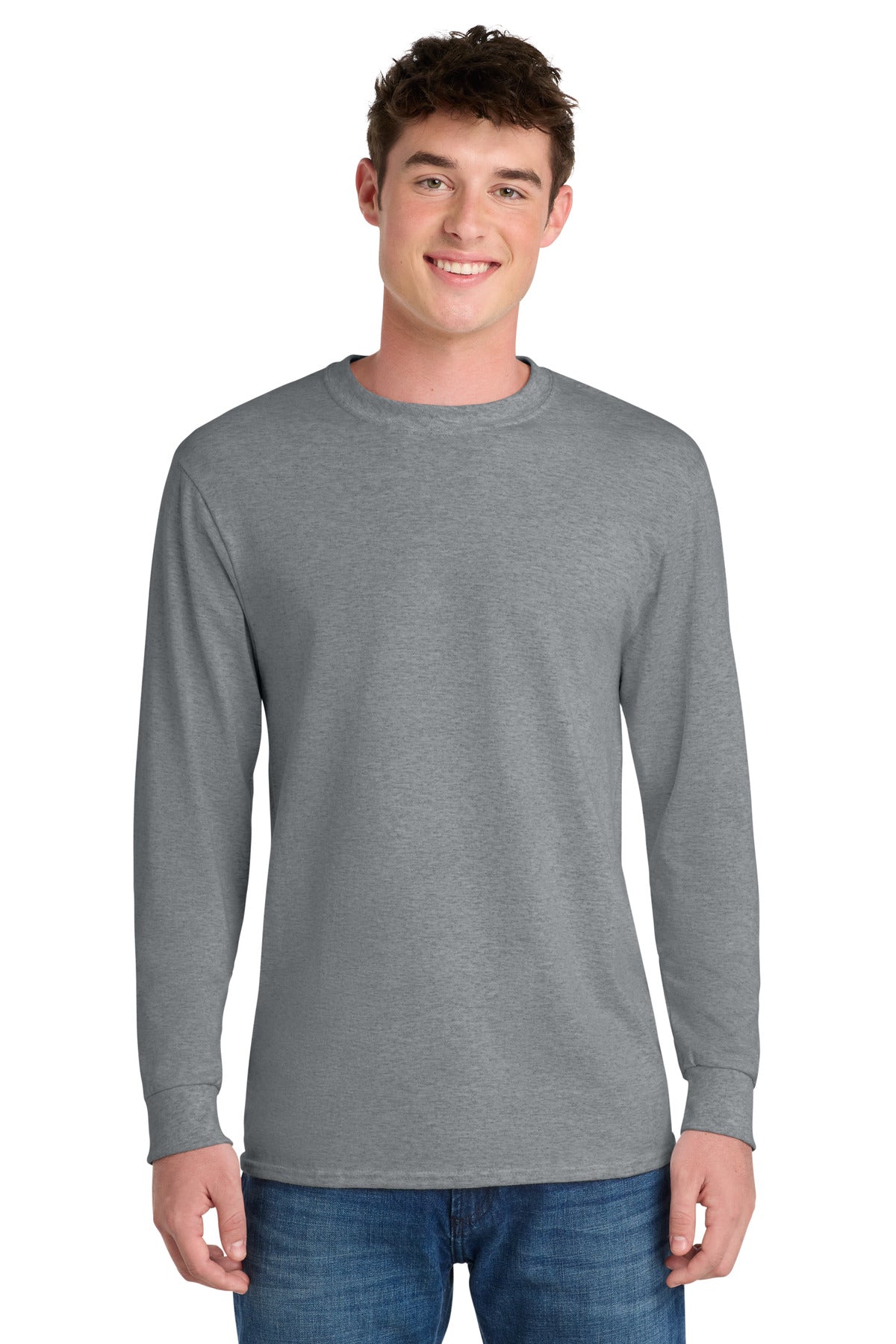 Port & Co Long Sleeve Core Blend Tee. PC55LS - Athletic Heather - front