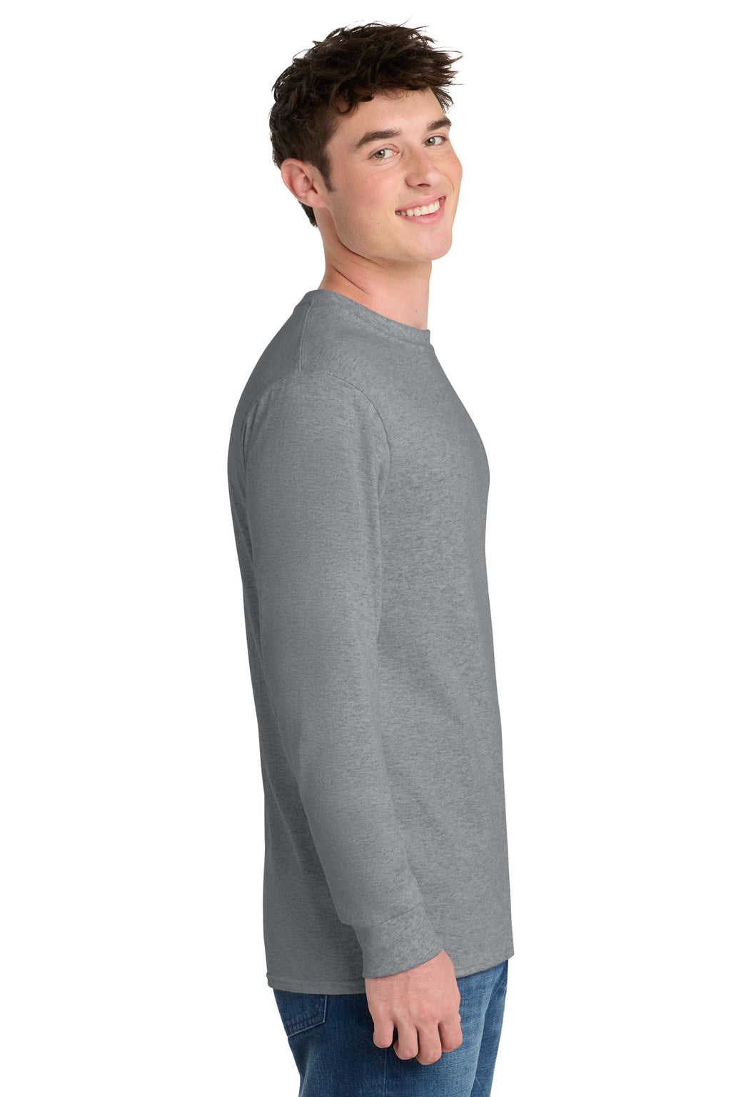 Port & Co Long Sleeve Core Blend Tee. PC55LS - Athletic Heather - side