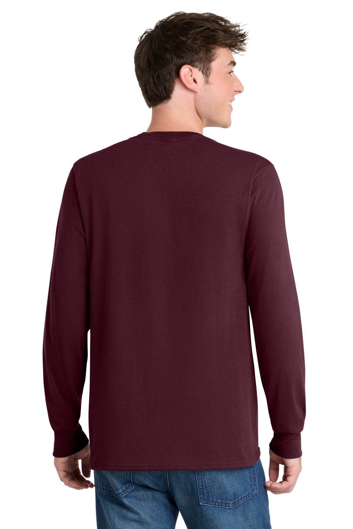 Port & Co Long Sleeve Core Blend Tee. PC55LS - Athletic Maroon - back