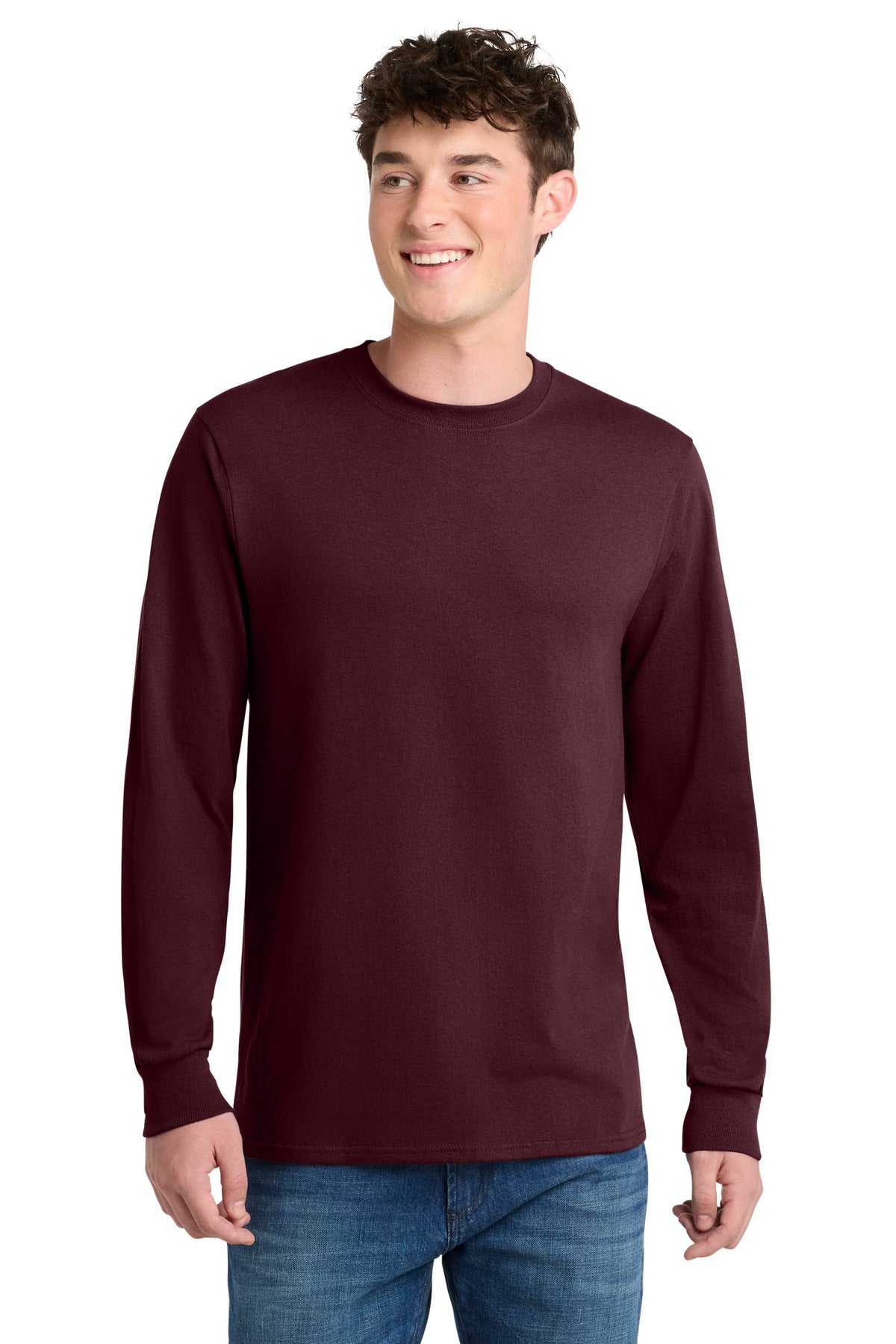 Port & Co Long Sleeve Core Blend Tee. PC55LS - Athletic Maroon - front