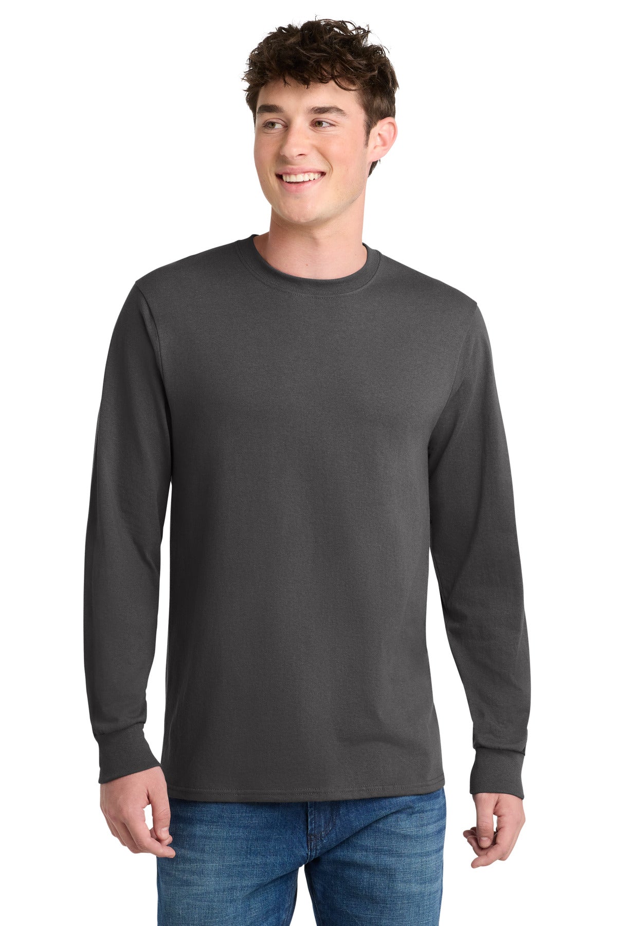 Port & Co Long Sleeve Core Blend Tee. PC55LS - Charcoal - front