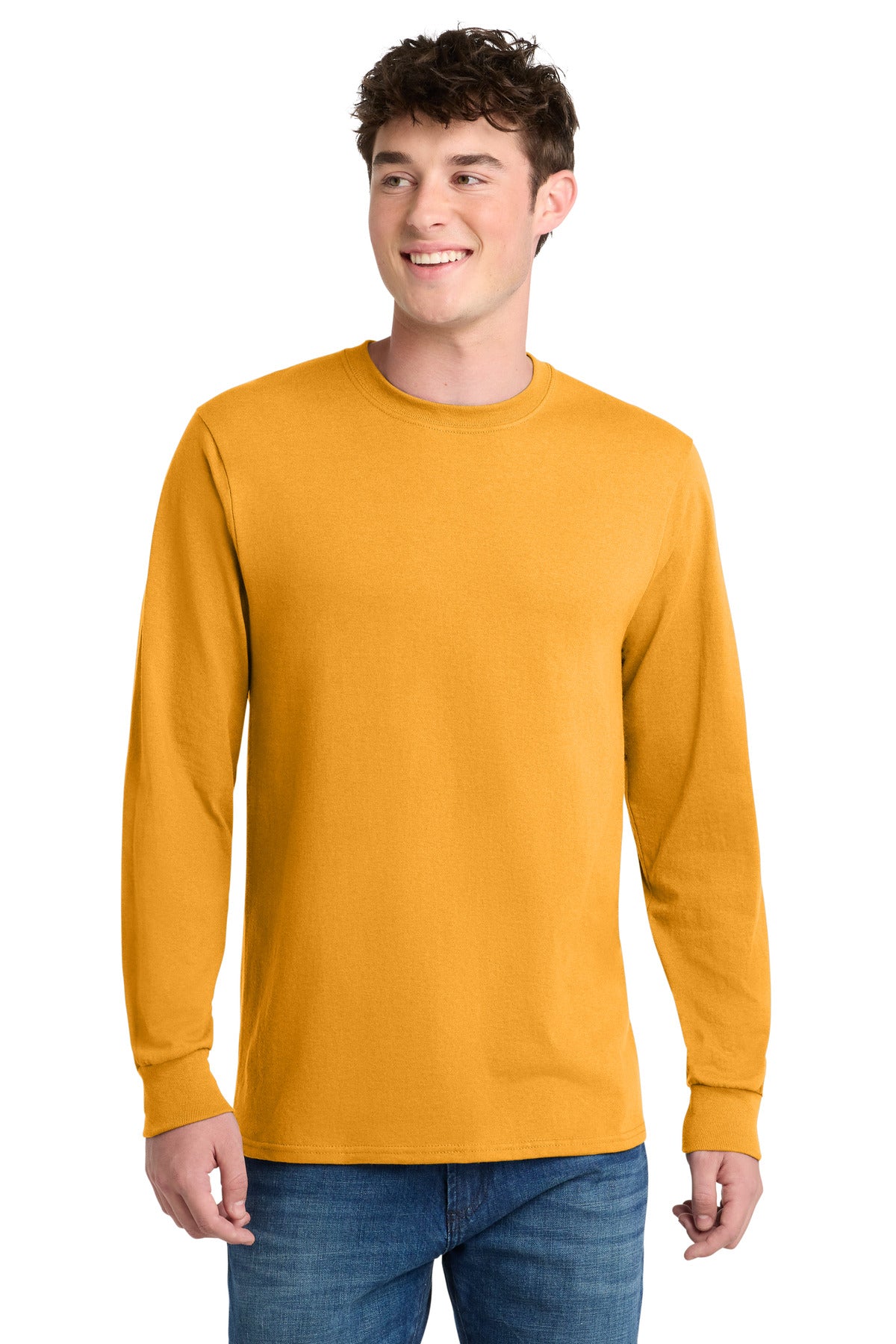Port & Co Long Sleeve Core Blend Tee. PC55LS - Gold - front
