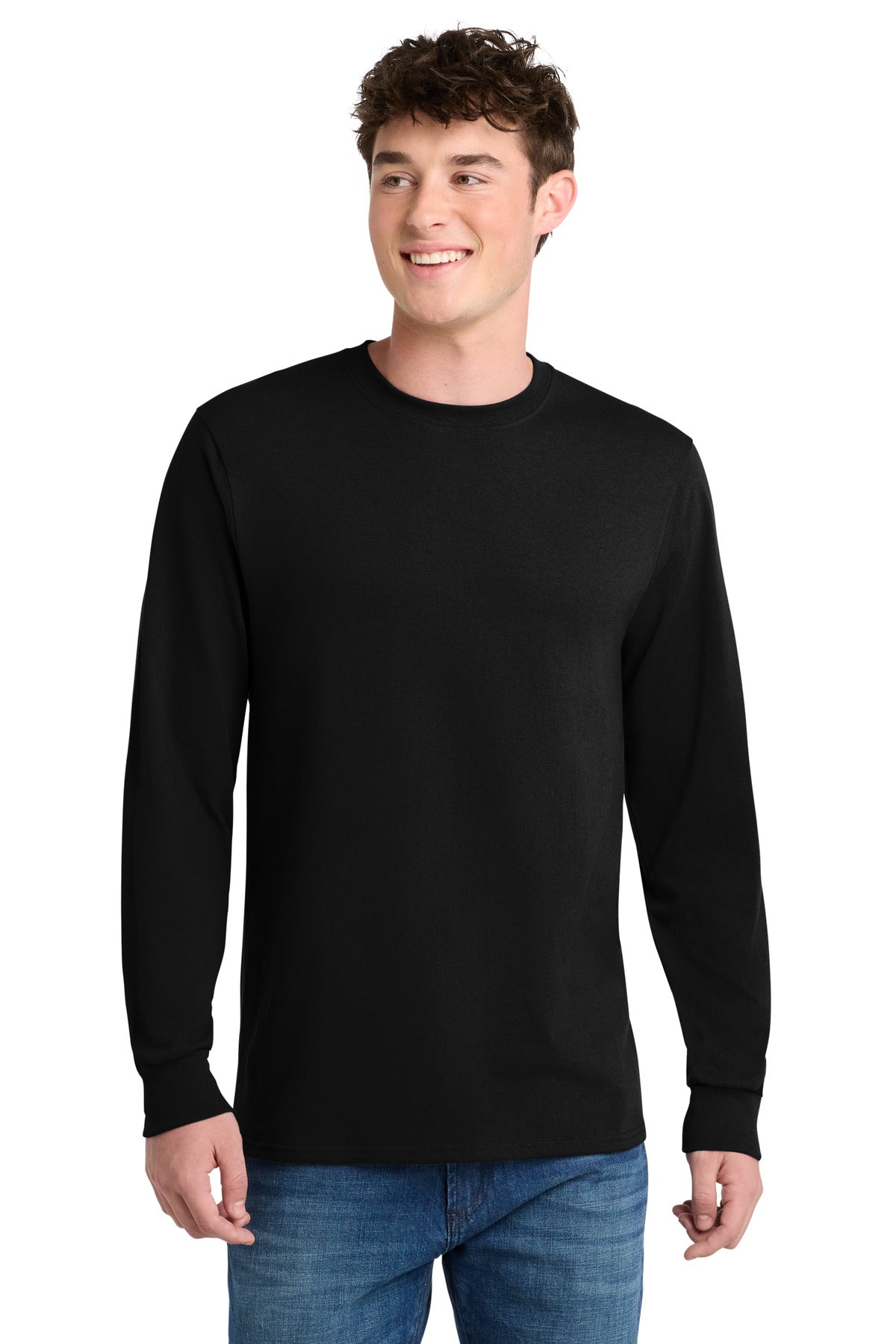 Port & Co Long Sleeve Core Blend Tee. PC55LS - Jet Black - front