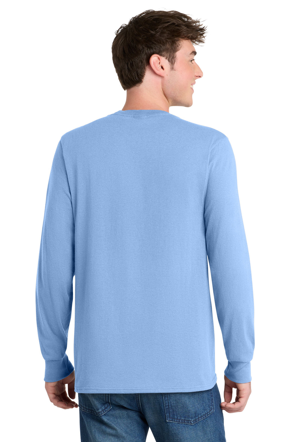 Port & Co Long Sleeve Core Blend Tee. PC55LS - Light Blue - back