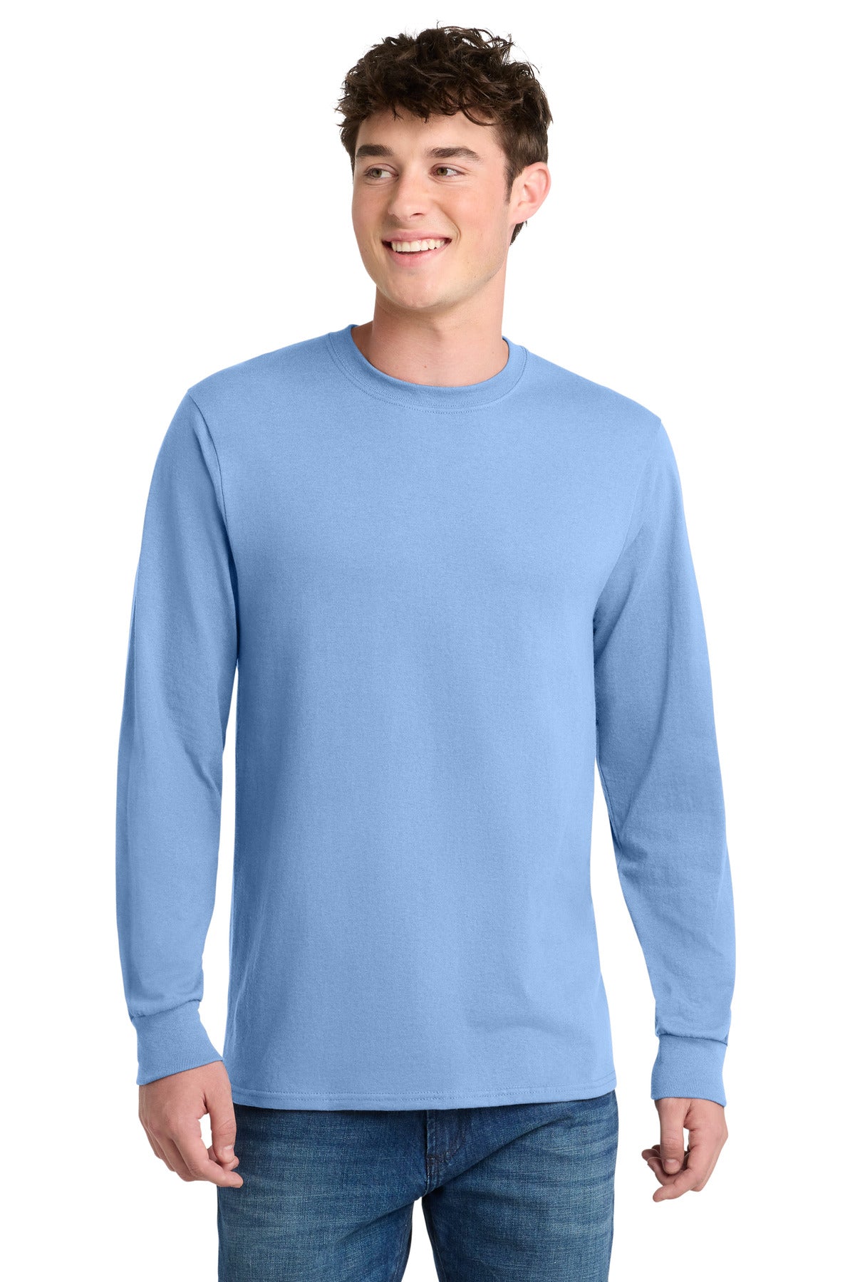 Port & Co Long Sleeve Core Blend Tee. PC55LS - Light Blue - front