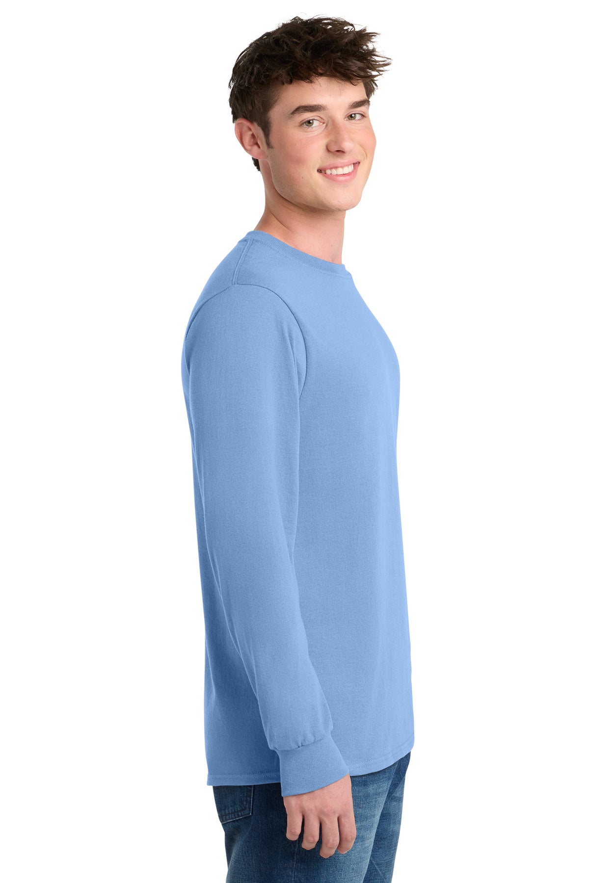 Port & Co Long Sleeve Core Blend Tee. PC55LS - Light Blue - side