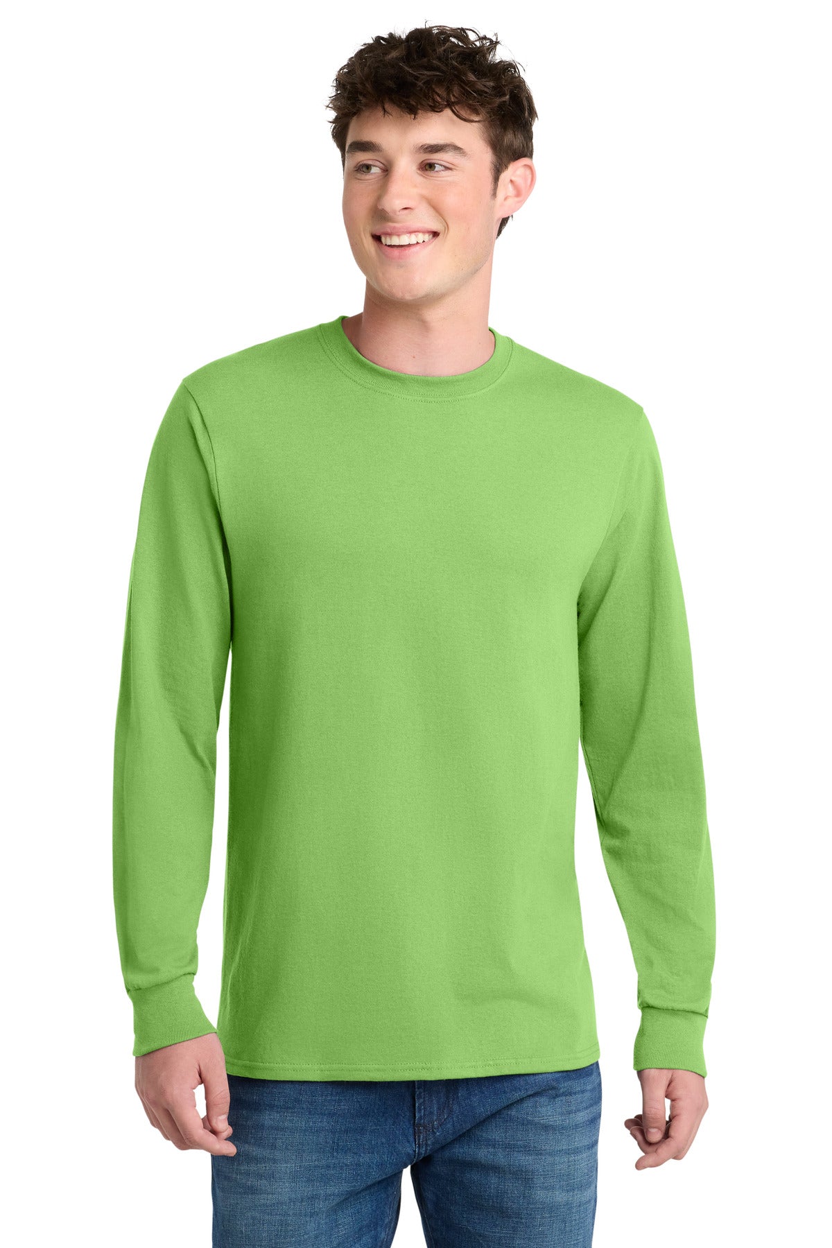 Port & Co Long Sleeve Core Blend Tee. PC55LS - Lime - front
