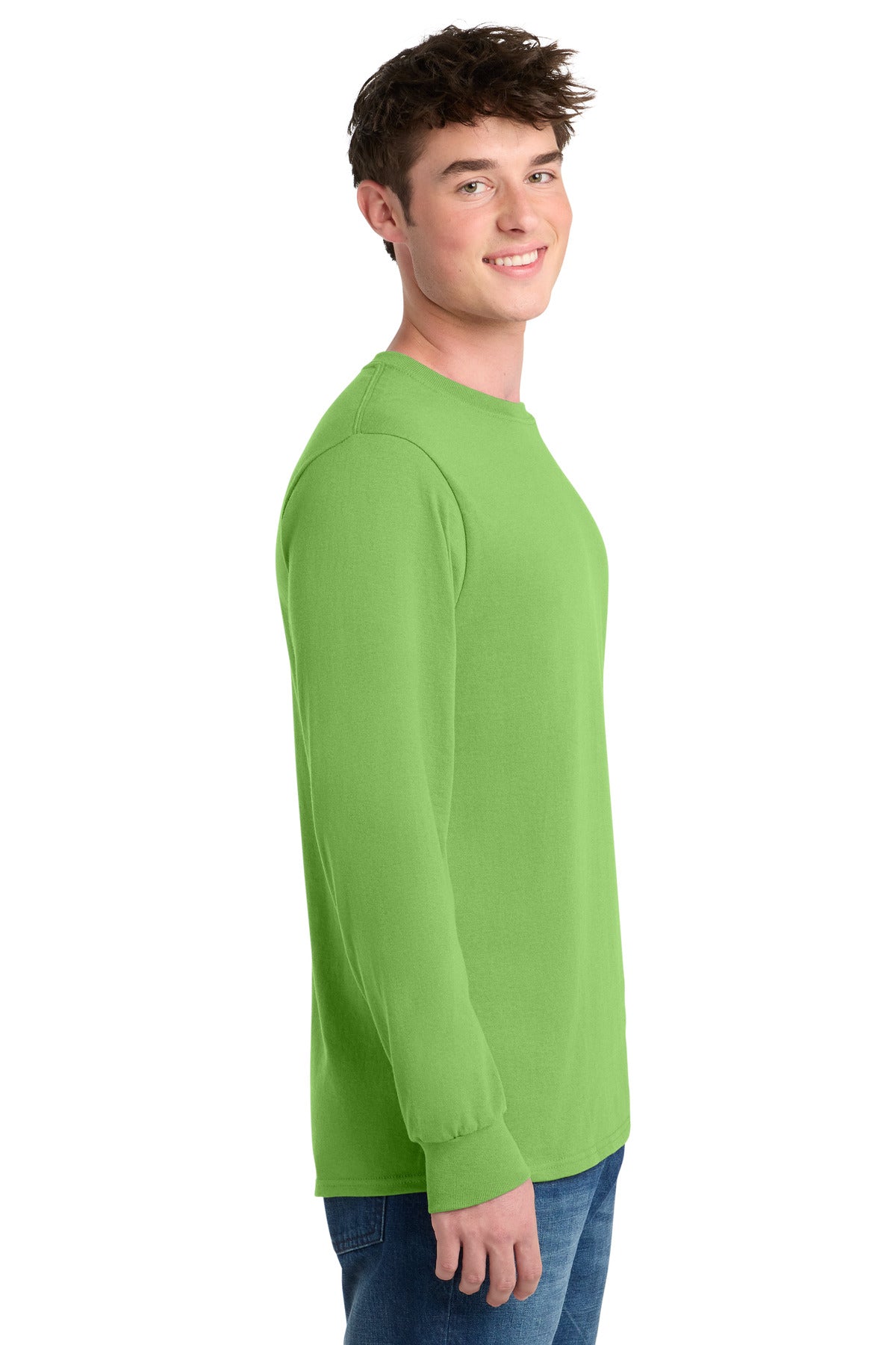 Port & Co Long Sleeve Core Blend Tee. PC55LS - Lime - side
