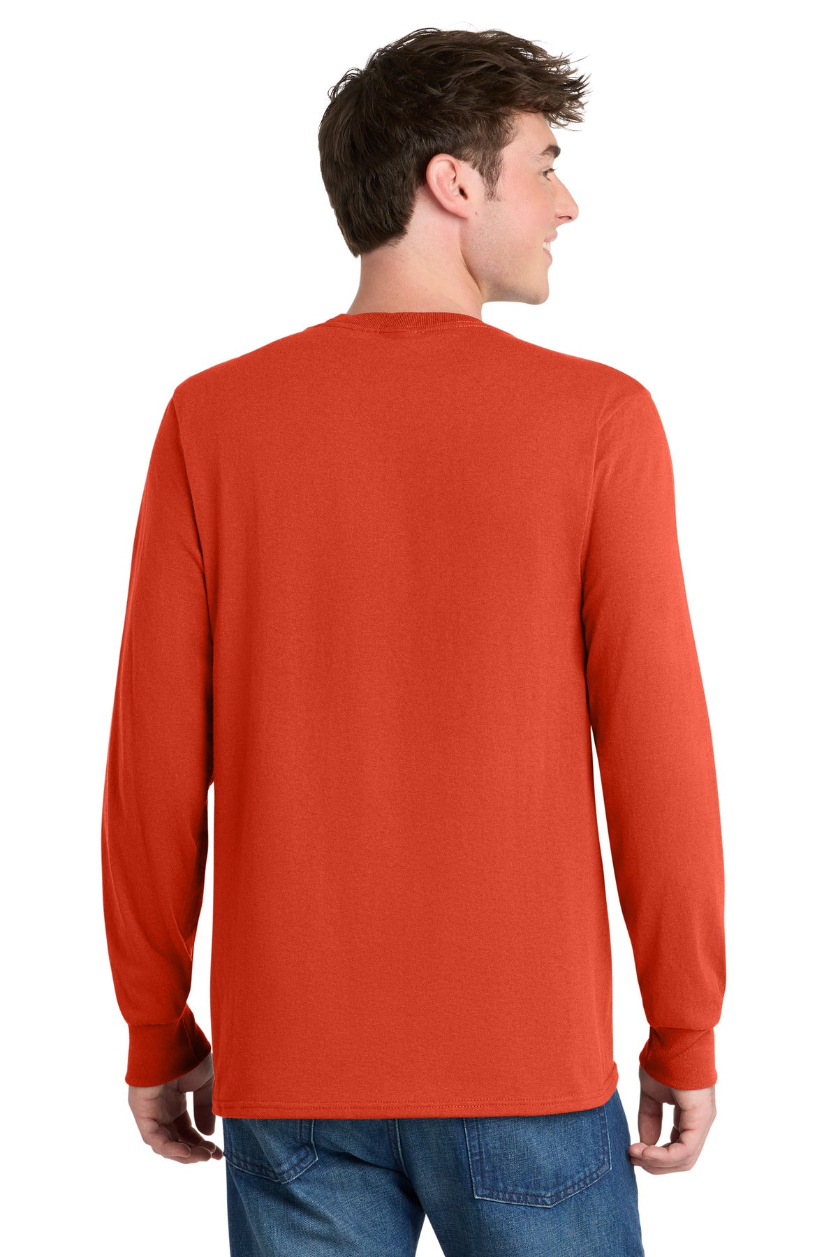 Port & Co Long Sleeve Core Blend Tee. PC55LS - Orange - back